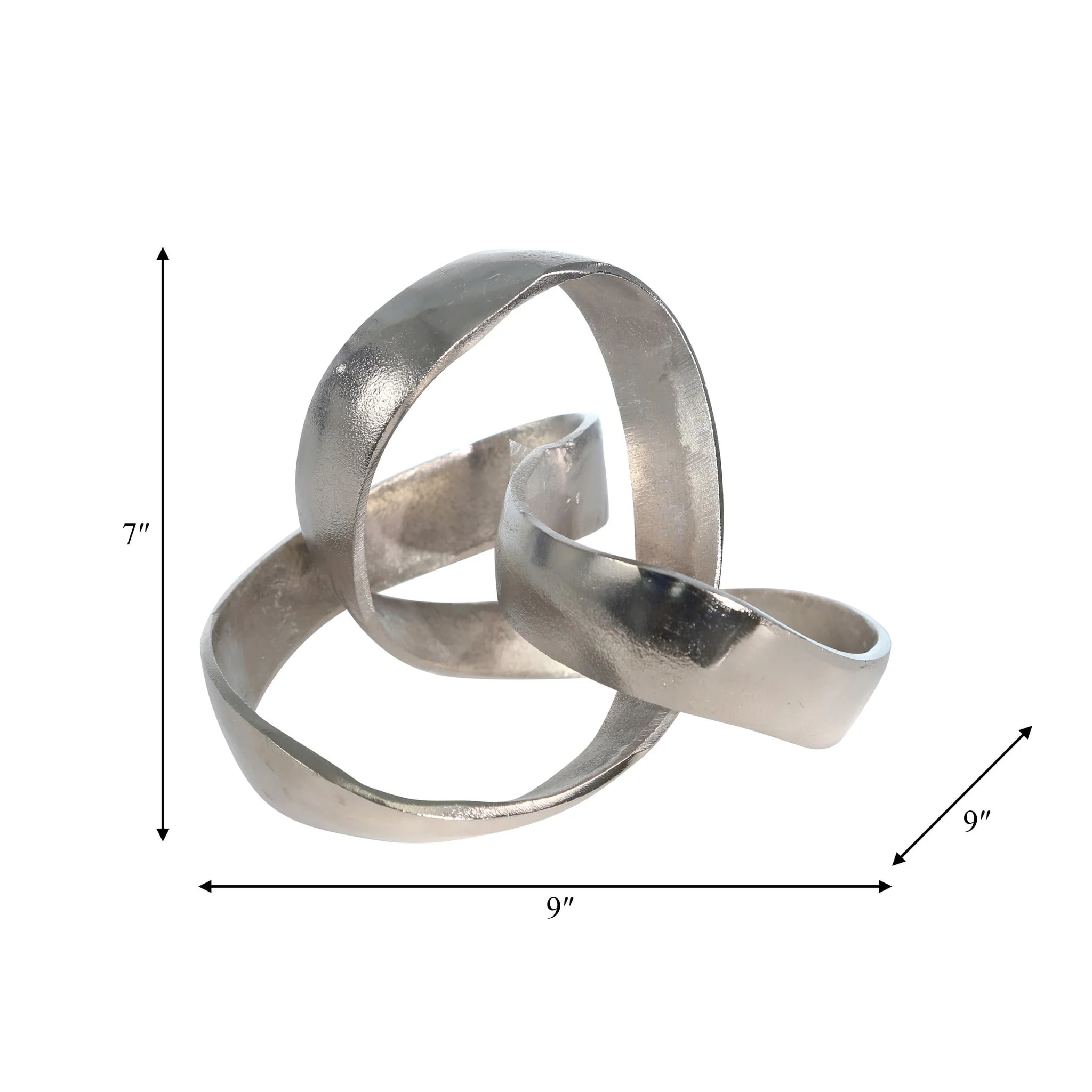 Aluminum Knot Sculpture, 7", Silver Matte - Image 4