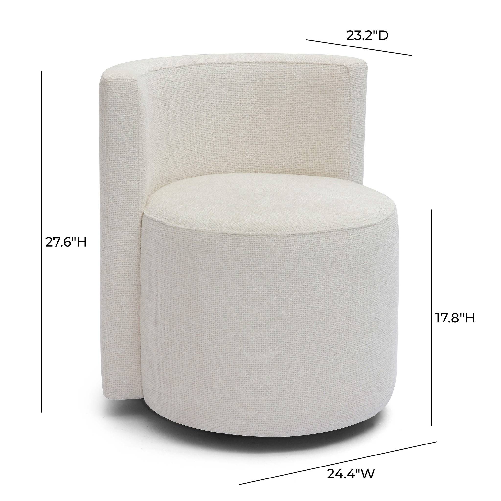 Alyssa Cream Chenille Rolling Desk Chair - Image 6