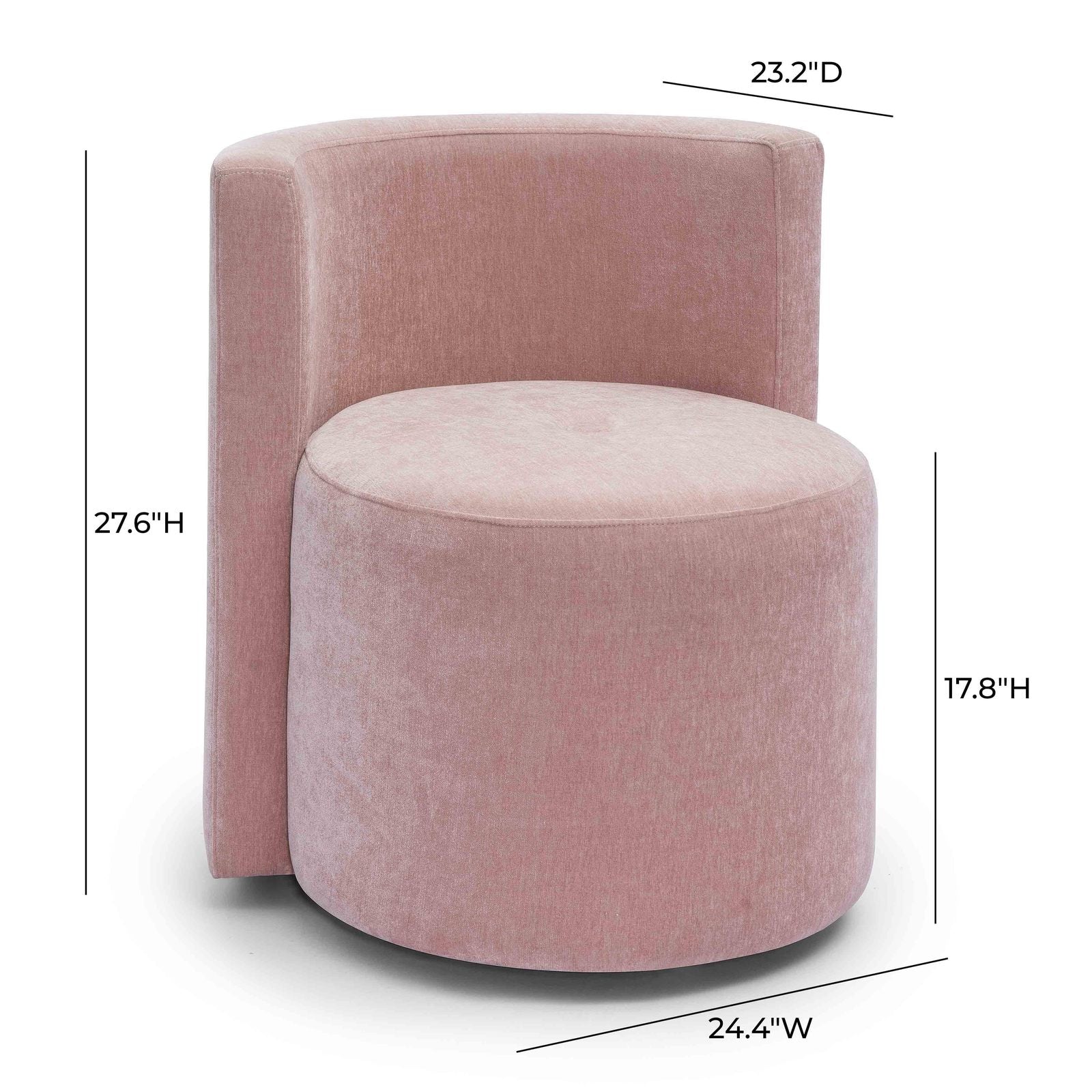 Alyssa Pink Upcycled Velvet Rolling Desk Chair - Image 6