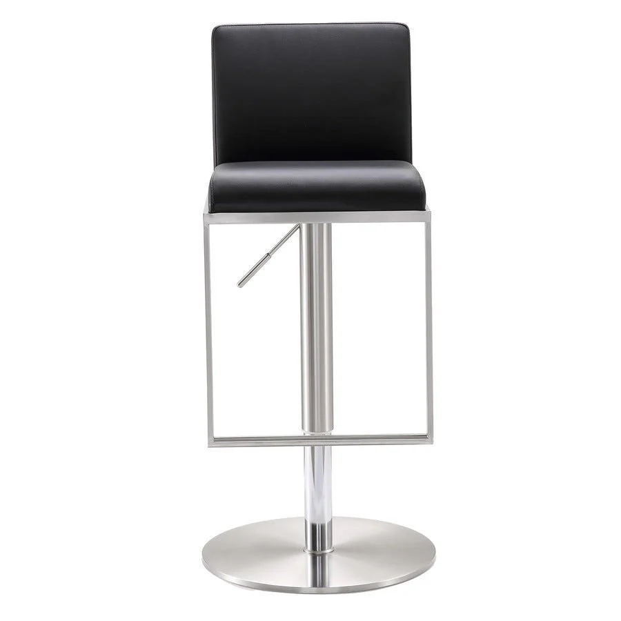 Amalfi Black Performance Vegan Leather Adjustable Stool - Image 3