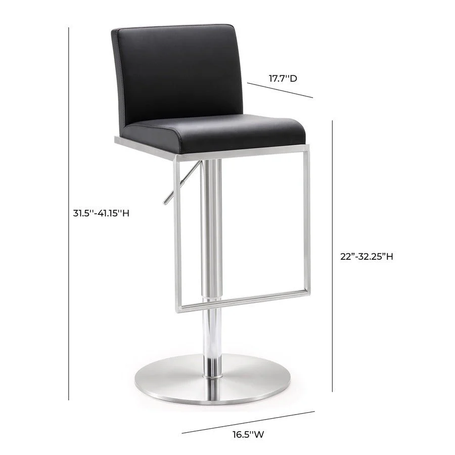 Amalfi Black Performance Vegan Leather Adjustable Stool - Image 8