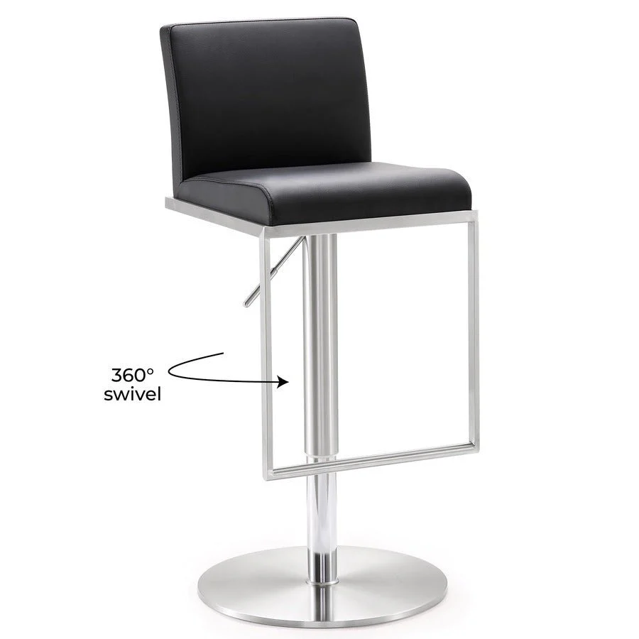 Amalfi Black Performance Vegan Leather Adjustable Stool - Image 9