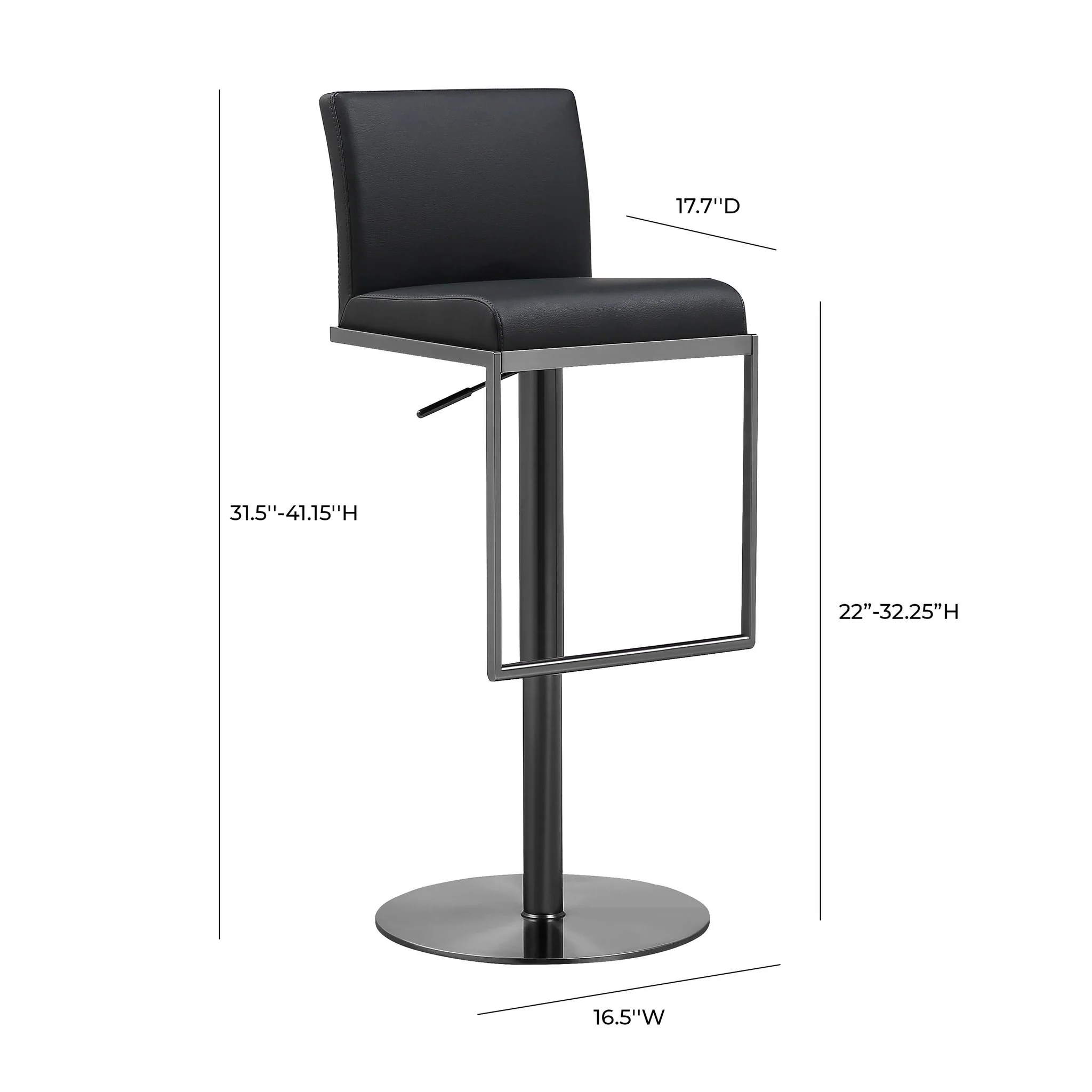Amalfi Black Performance Vegan Leather on Black Stool - Image 9