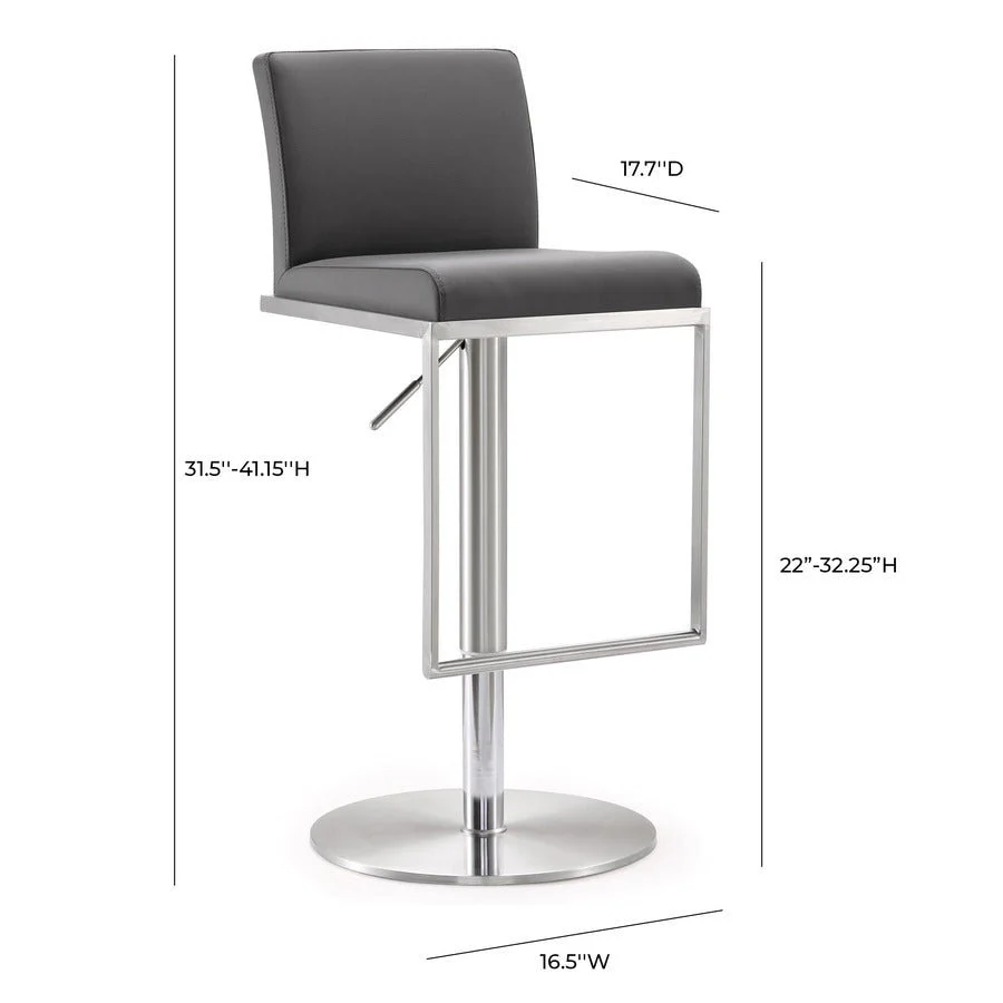 Amalfi Grey Performance Vegan Leather Adjustable Stool - Image 8
