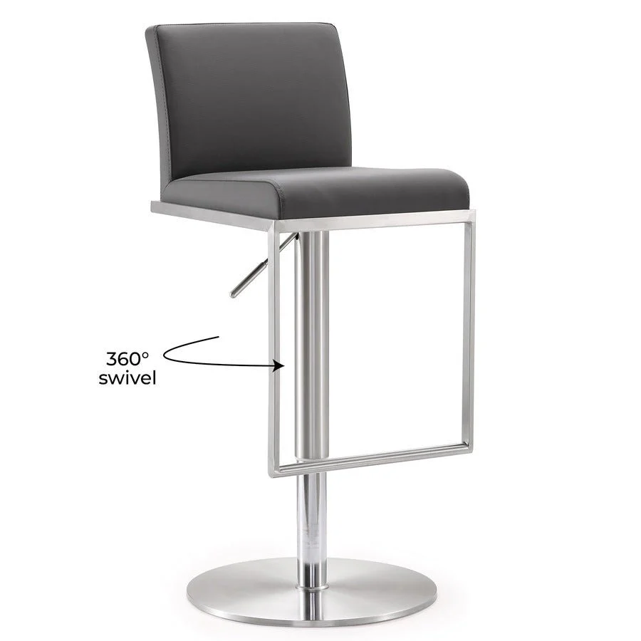 Amalfi Grey Performance Vegan Leather Adjustable Stool - Image 9