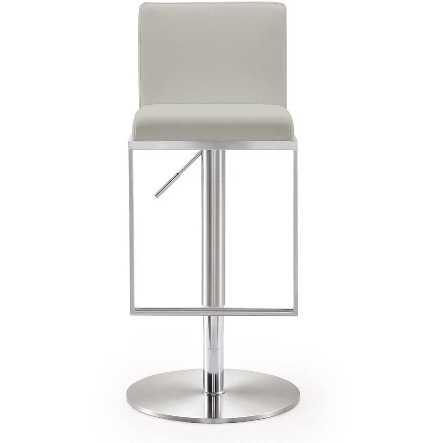 Amalfi Light Grey Performance Vegan Leather Stool - Image 3