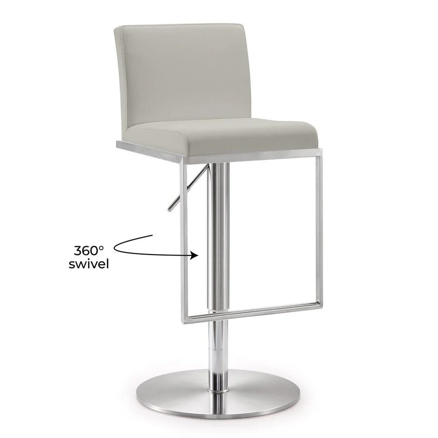 Amalfi Light Grey Performance Vegan Leather Stool - Image 8