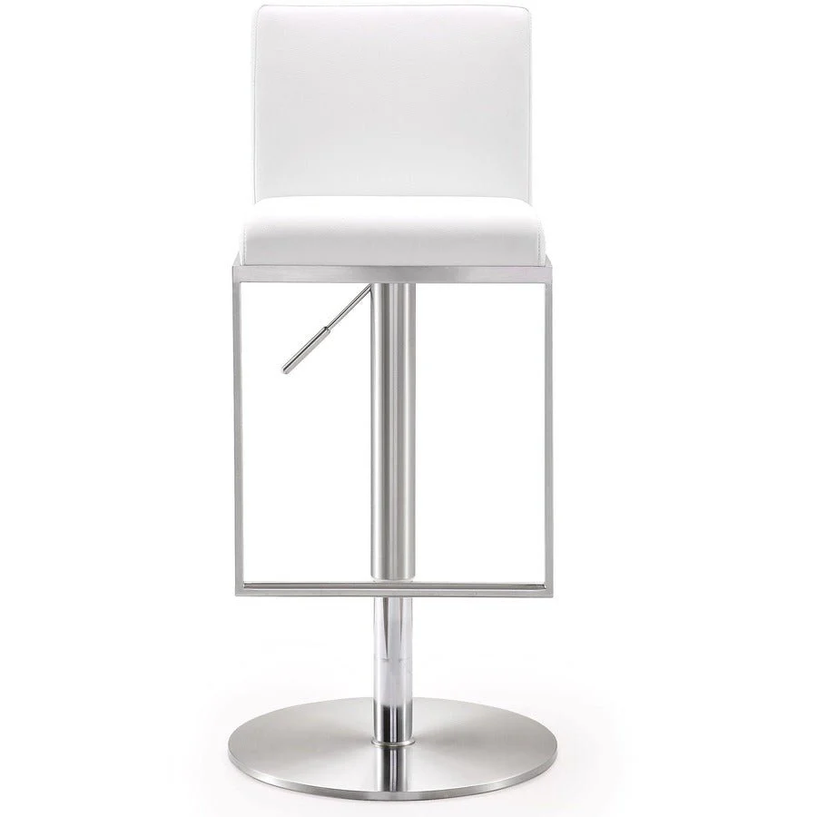 Amalfi White Performance Vegan Leather Adjustable Stool - Image 3