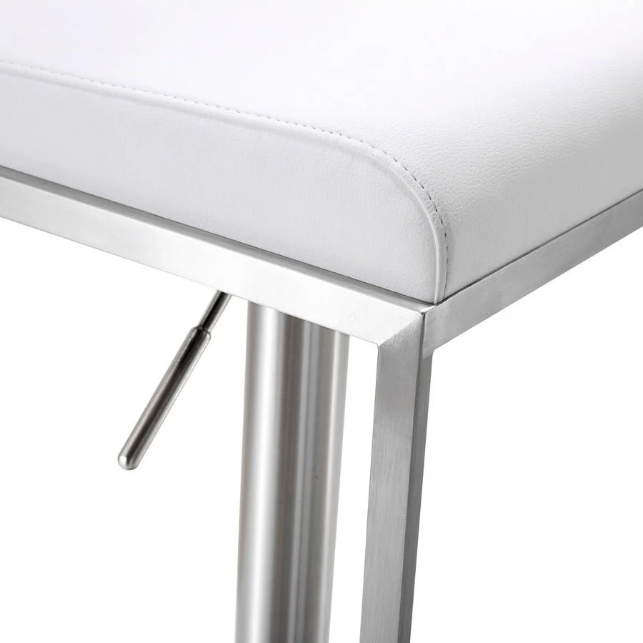 Amalfi White Performance Vegan Leather Adjustable Stool - Image 6