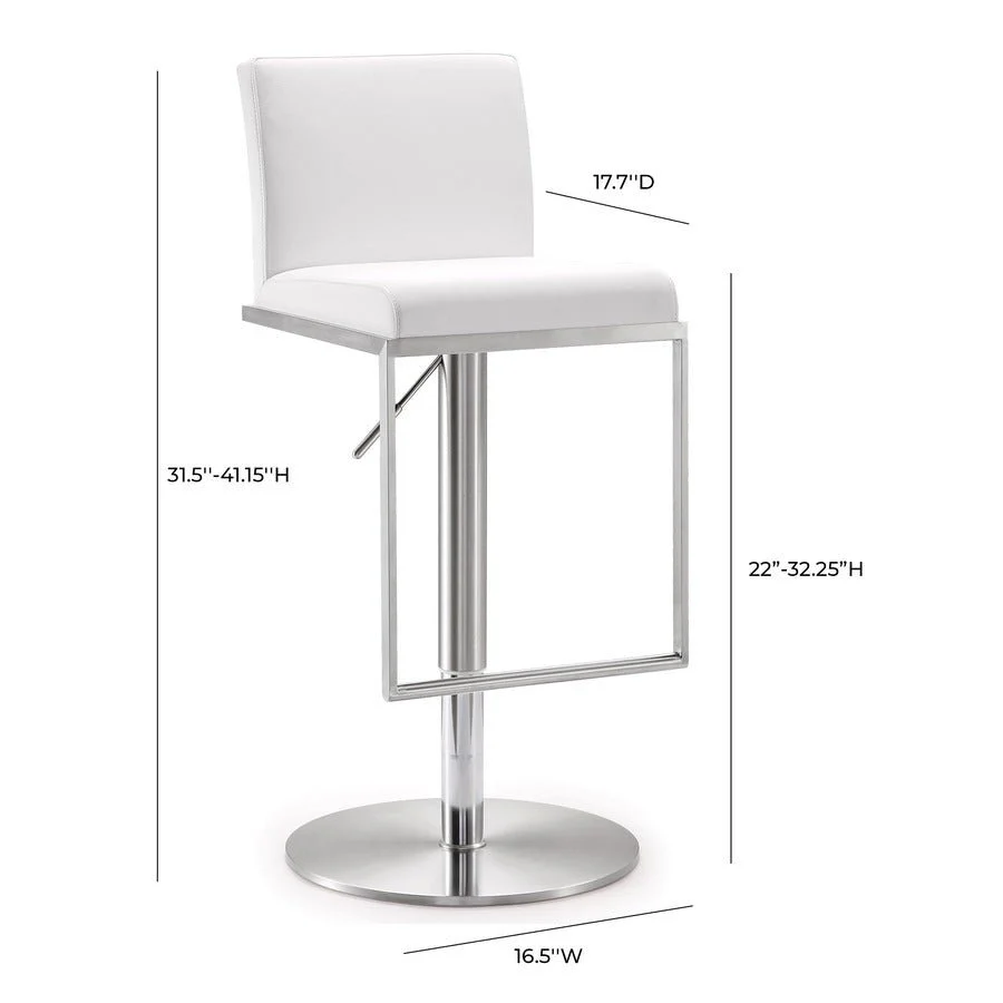 Amalfi White Performance Vegan Leather Adjustable Stool - Image 9