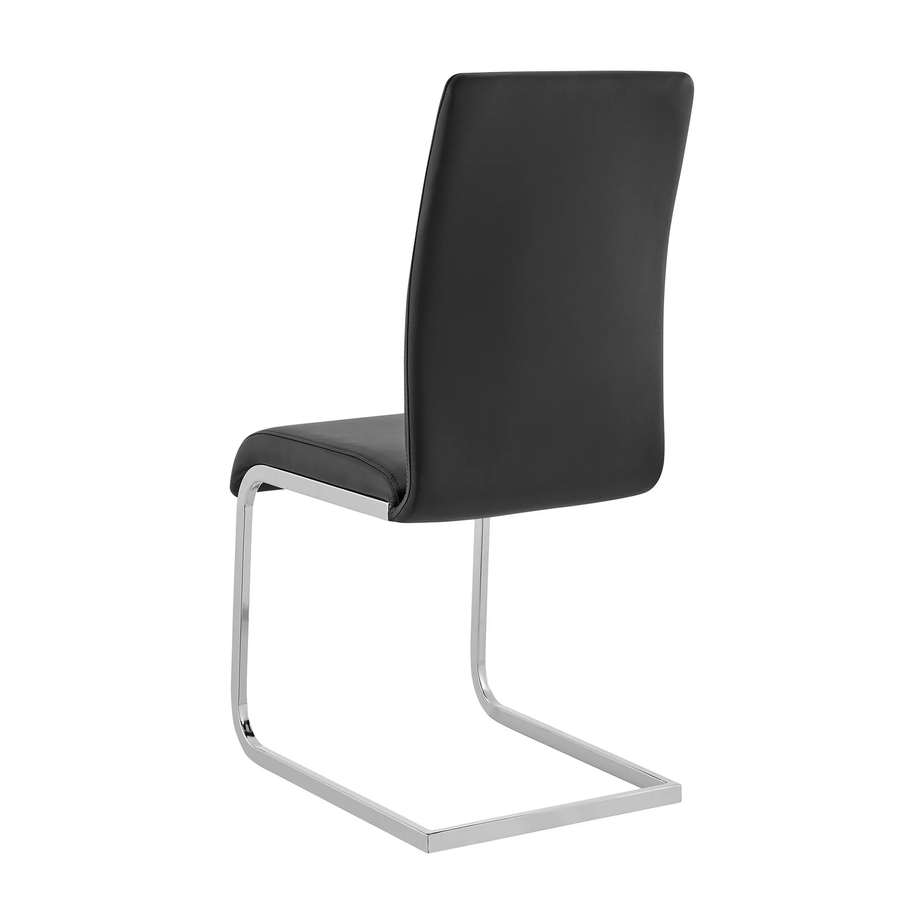 Amanda Contemporary Side Chair in Black Faux Leather and Chrome Finish - Set of 2 - Image 4