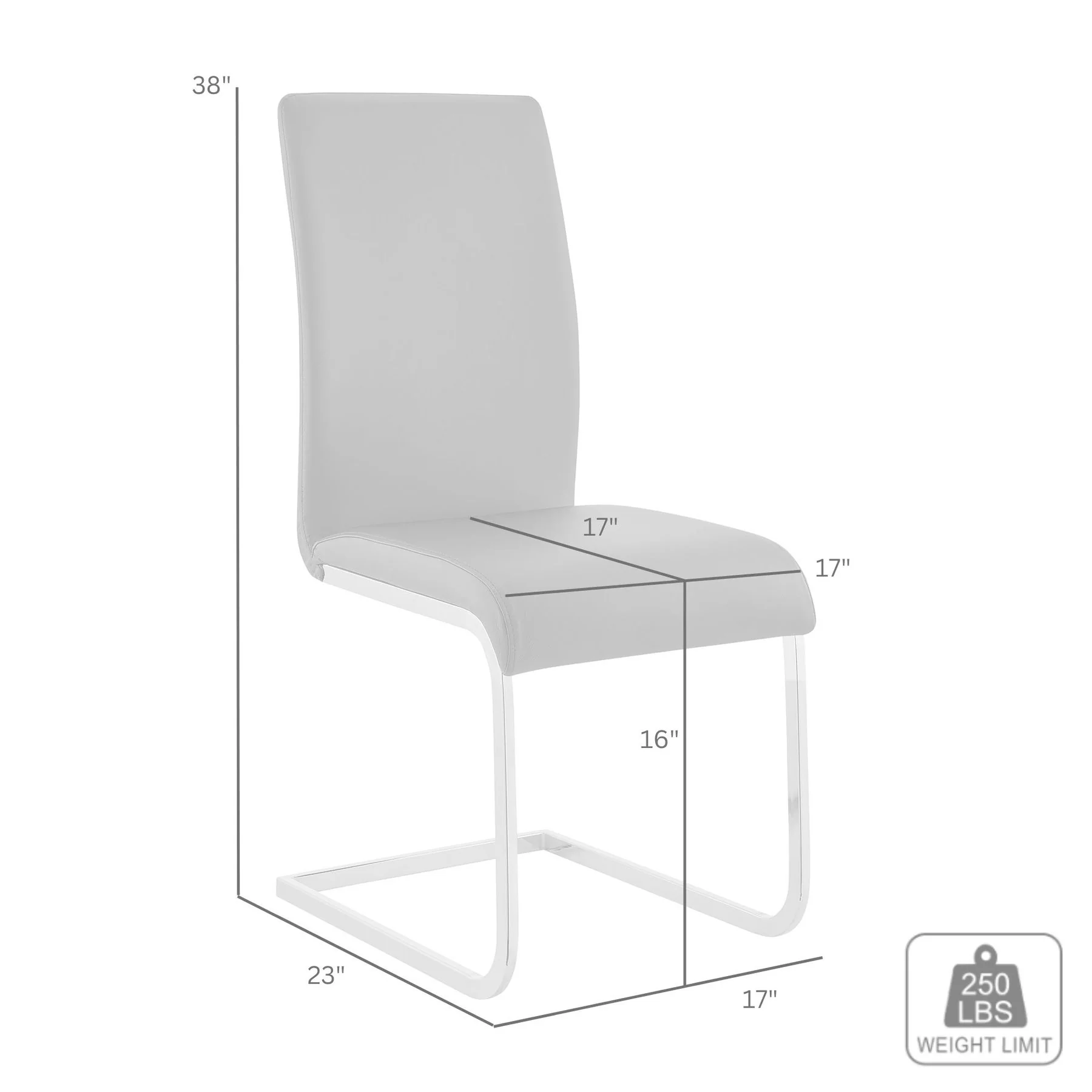 Amanda Contemporary Side Chair in Black Faux Leather and Chrome Finish - Set of 2 - Image 6