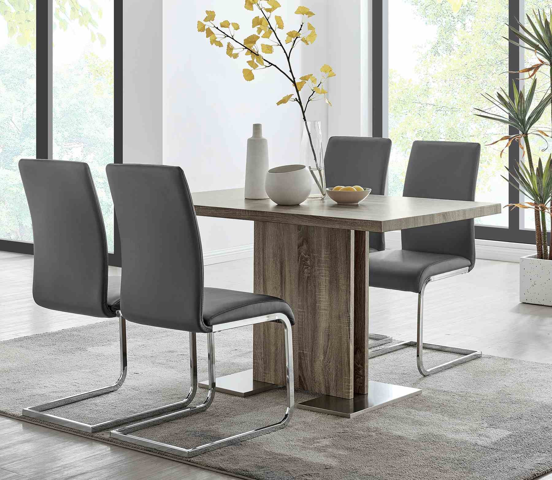Amanda Contemporary Side Chair in Gray Faux Leather and Chrome Finish - Set of 2 - Image 10