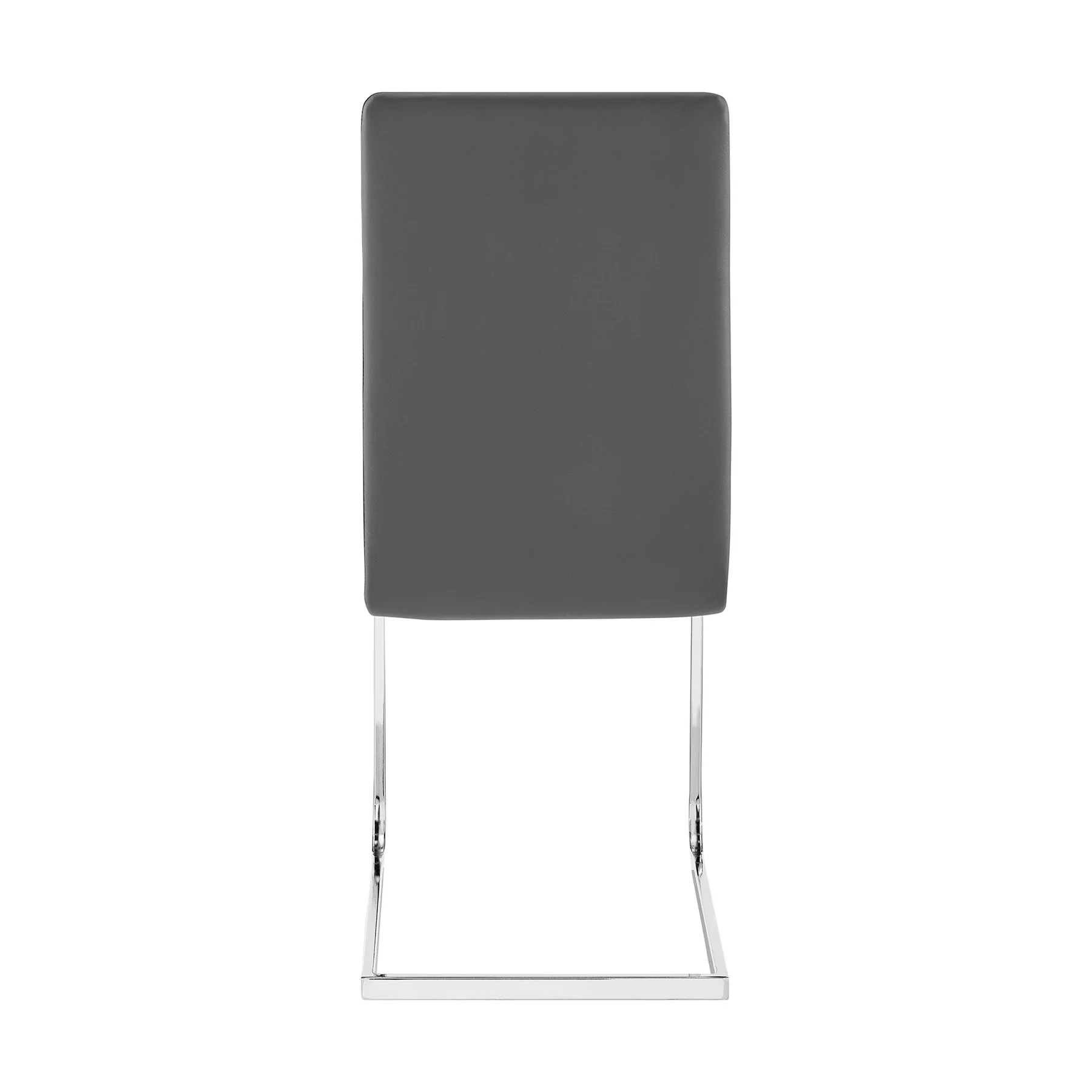 Amanda Contemporary Side Chair in Gray Faux Leather and Chrome Finish - Set of 2 - Image 5