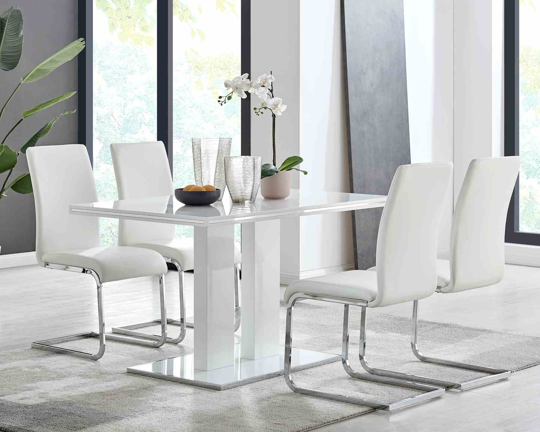 Amanda Contemporary Side Chair in White Faux Leather and Chrome Finish - Set of 2 - Image 11