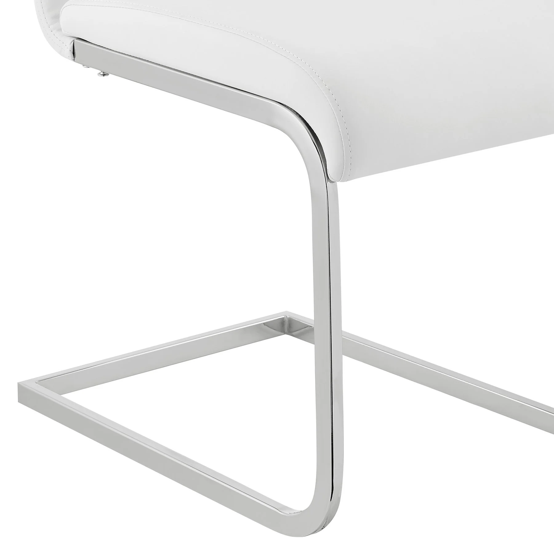 Amanda Contemporary Side Chair in White Faux Leather and Chrome Finish - Set of 2 - Image 8