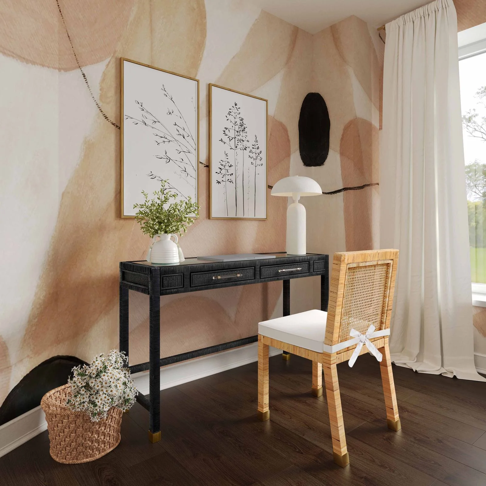 Amara Charcoal Rattan Desk - Image 2