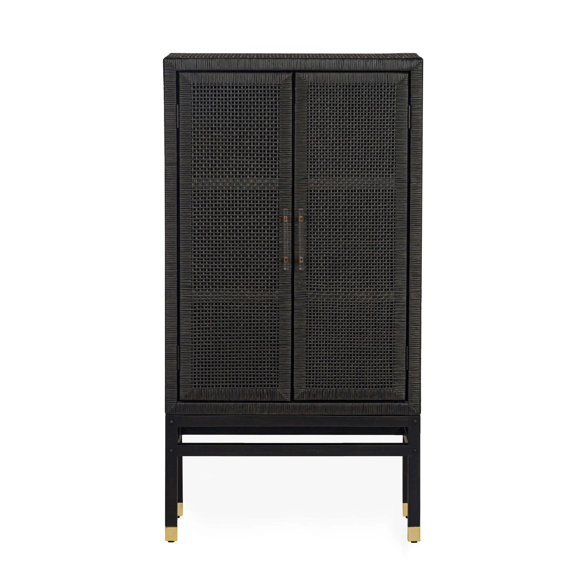 Amara Charcoal Woven Rattan Cabinet - Image 3