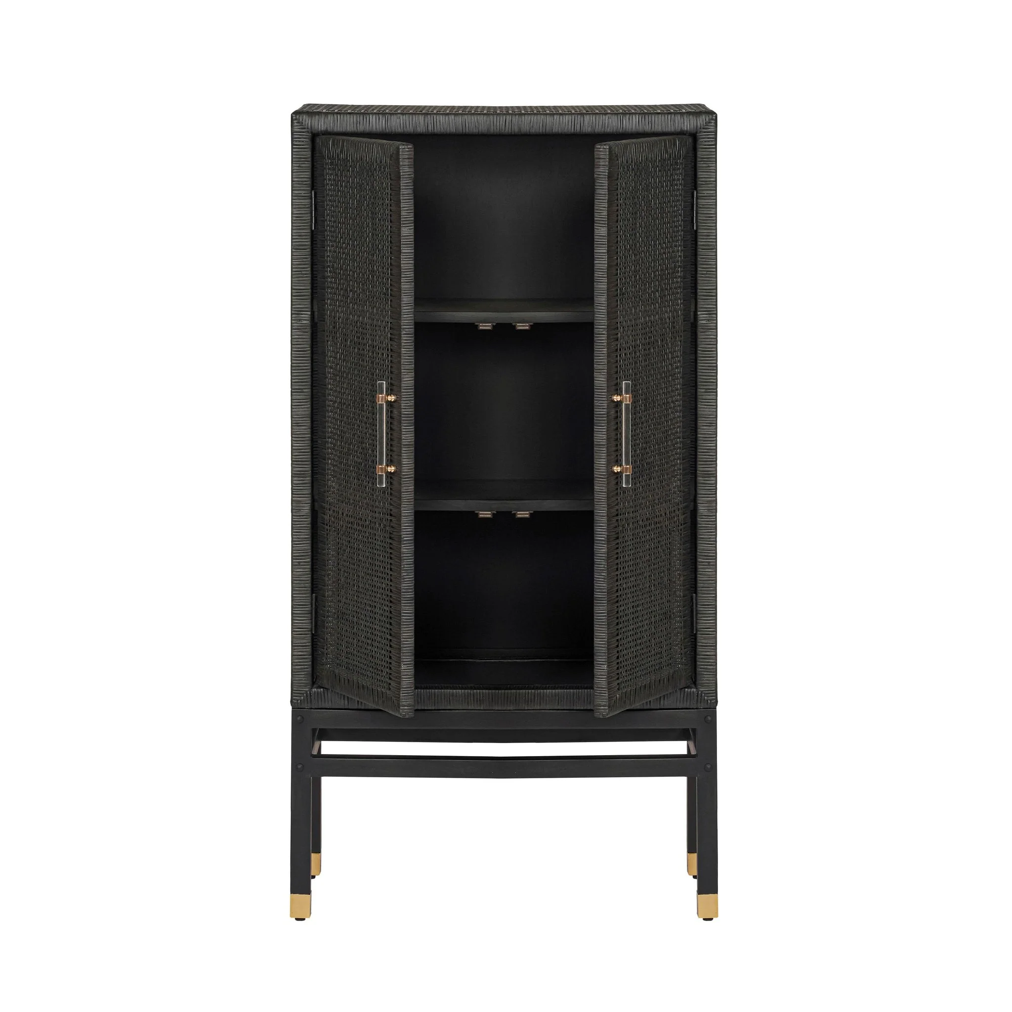 Amara Charcoal Woven Rattan Cabinet - Image 4