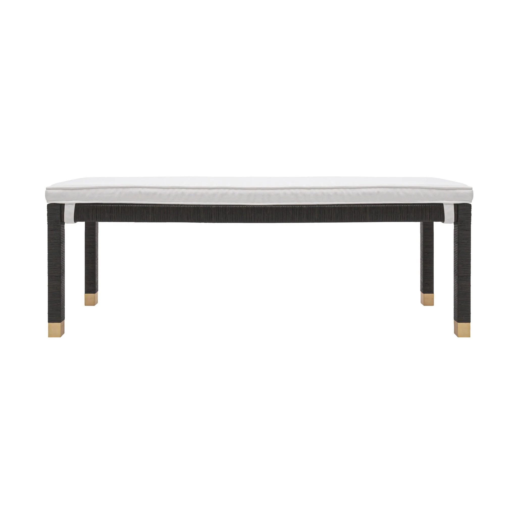 Amara Charcoal Woven Rattan Performance Fabric Bench - Image 3