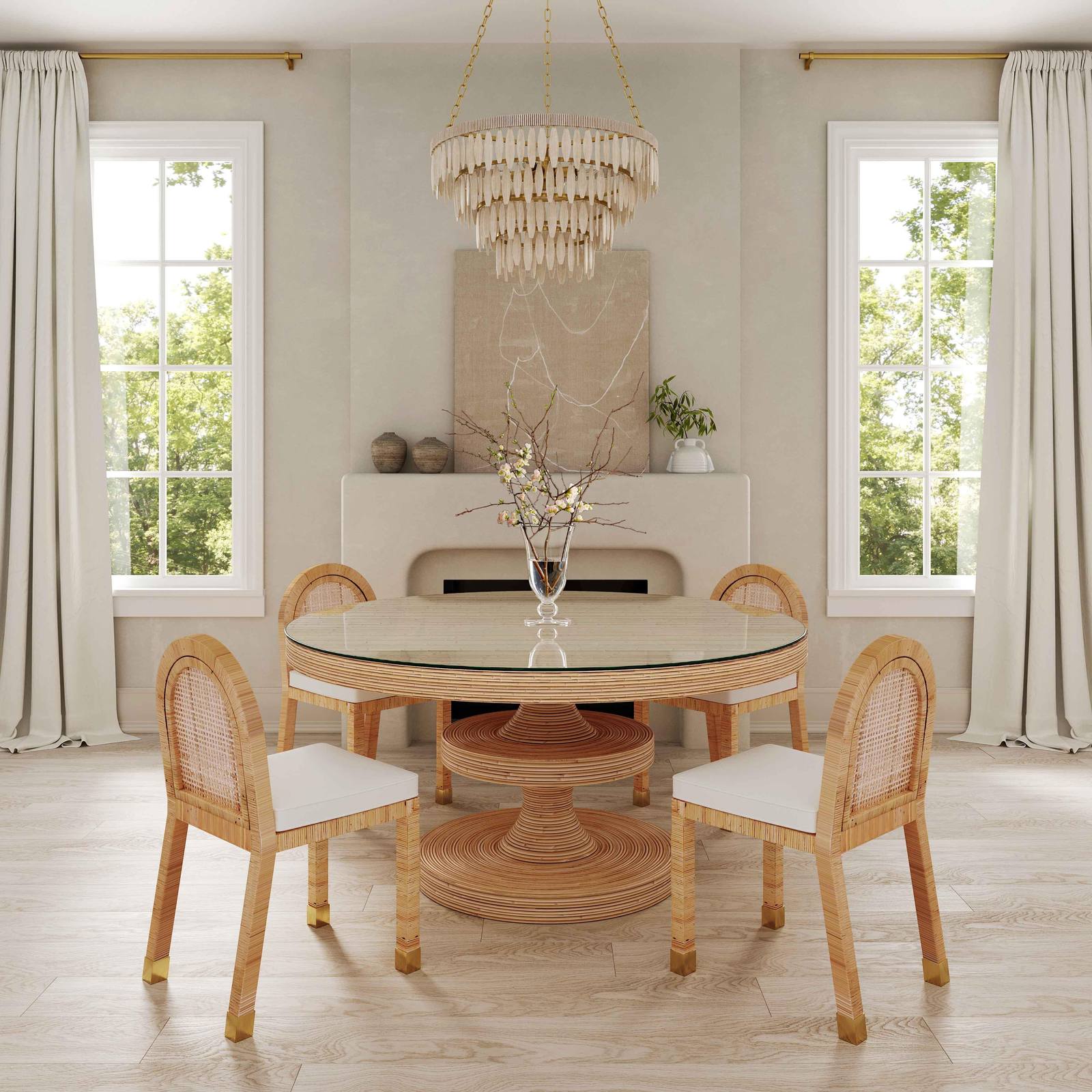 Amara Cream Linen Arched Dining Chair - Image 2