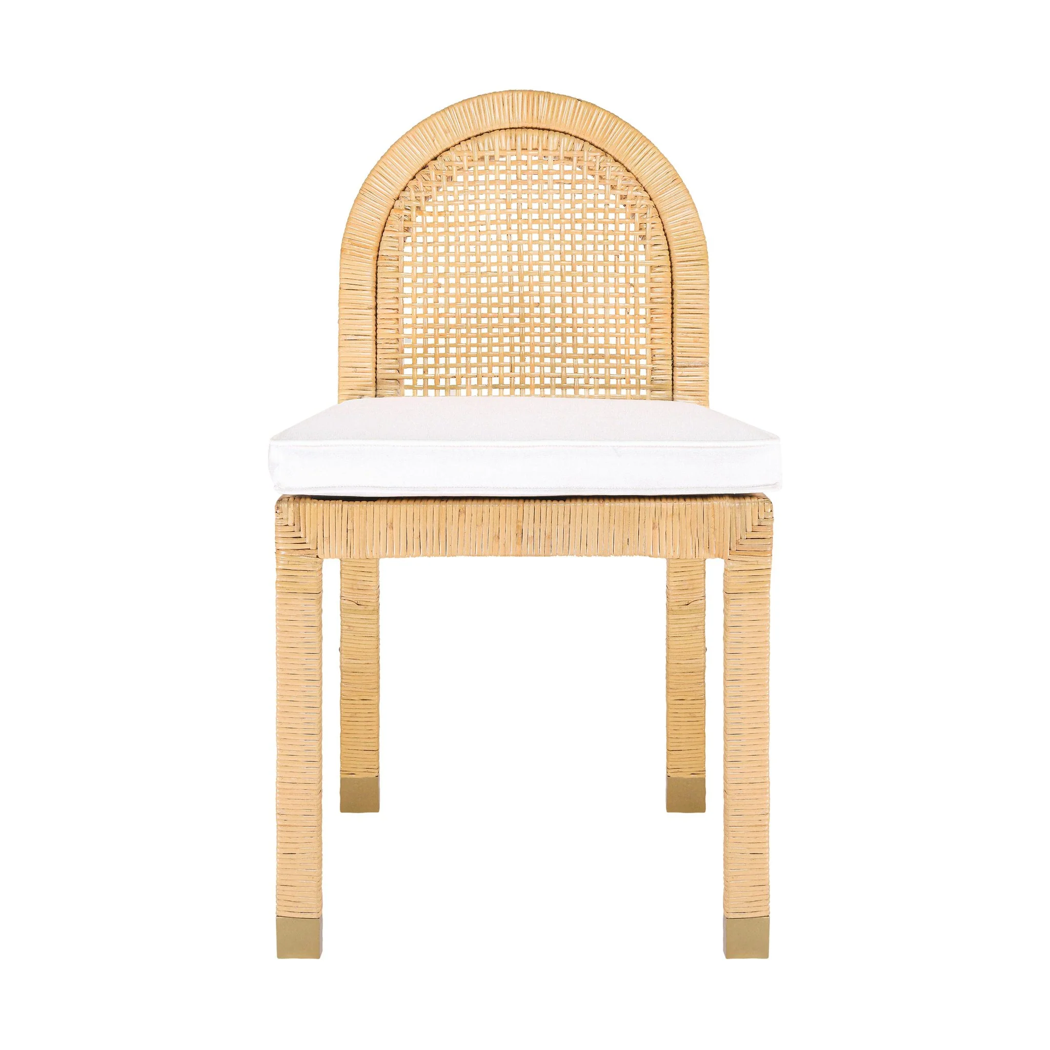 Amara Natural Rattan and Performance Fabric Arched Back Dining Chair - Image 3