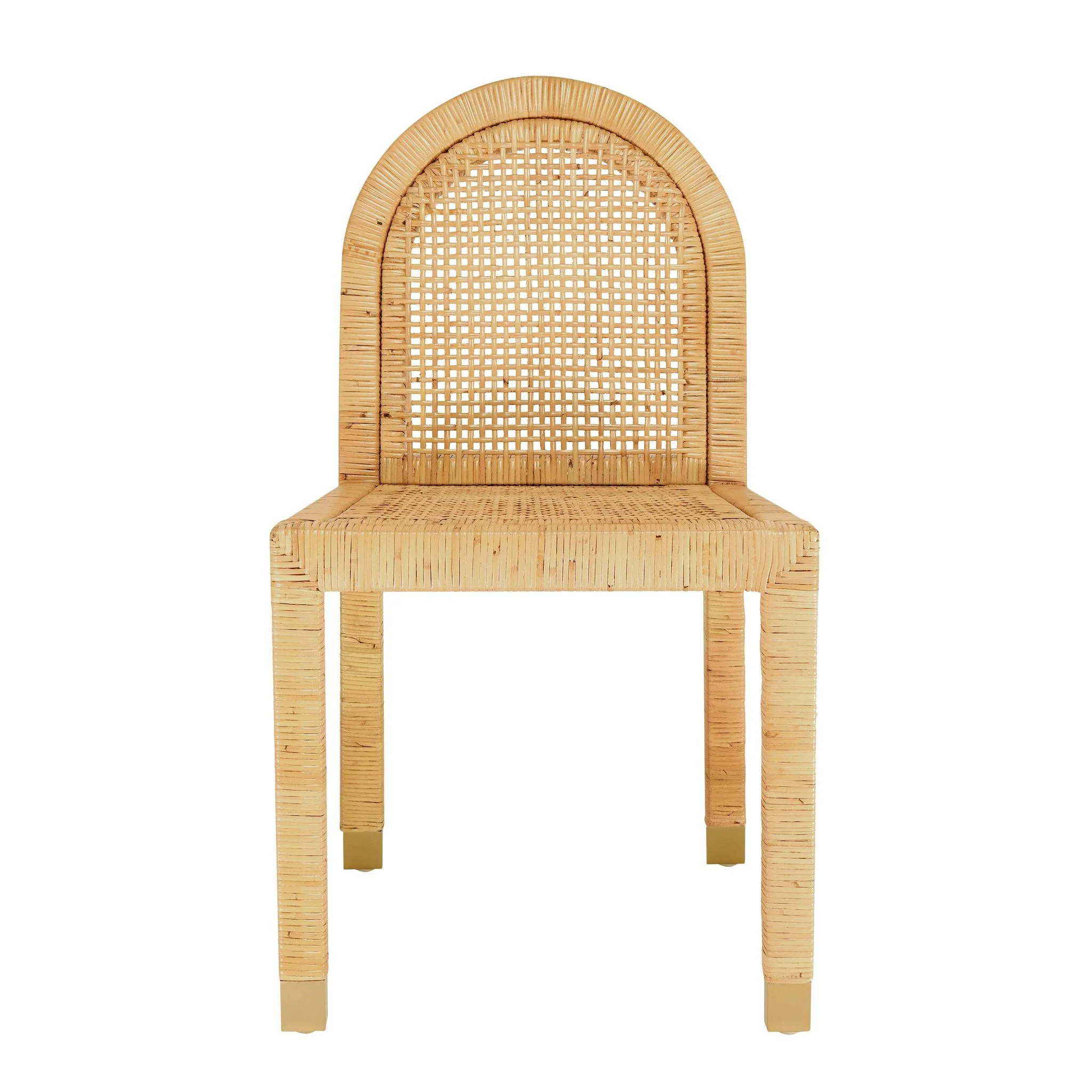 Amara Natural Rattan and Performance Fabric Arched Back Dining Chair - Image 5
