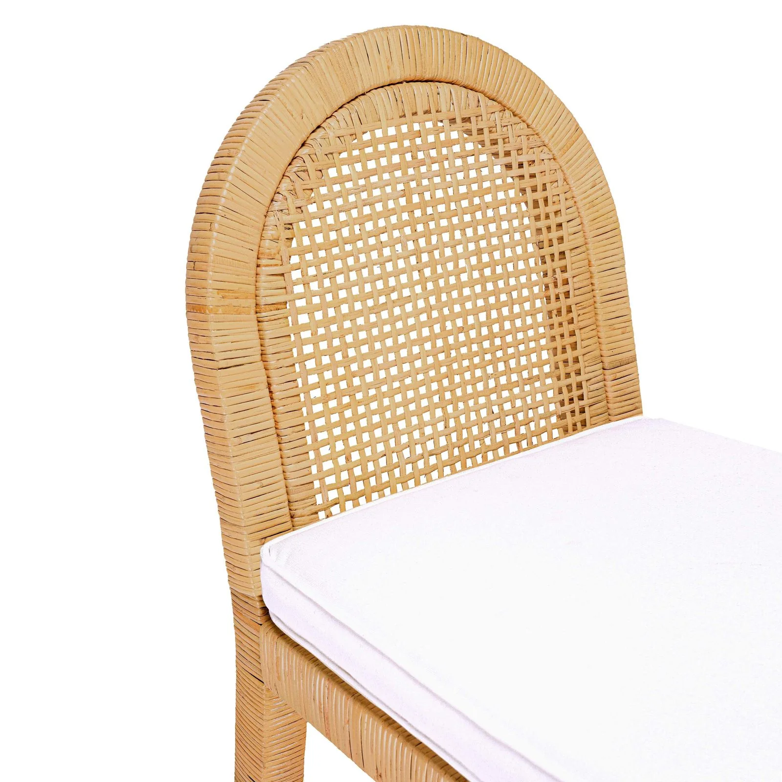 Amara Natural Rattan and Performance Fabric Arched Back Dining Chair - Image 6