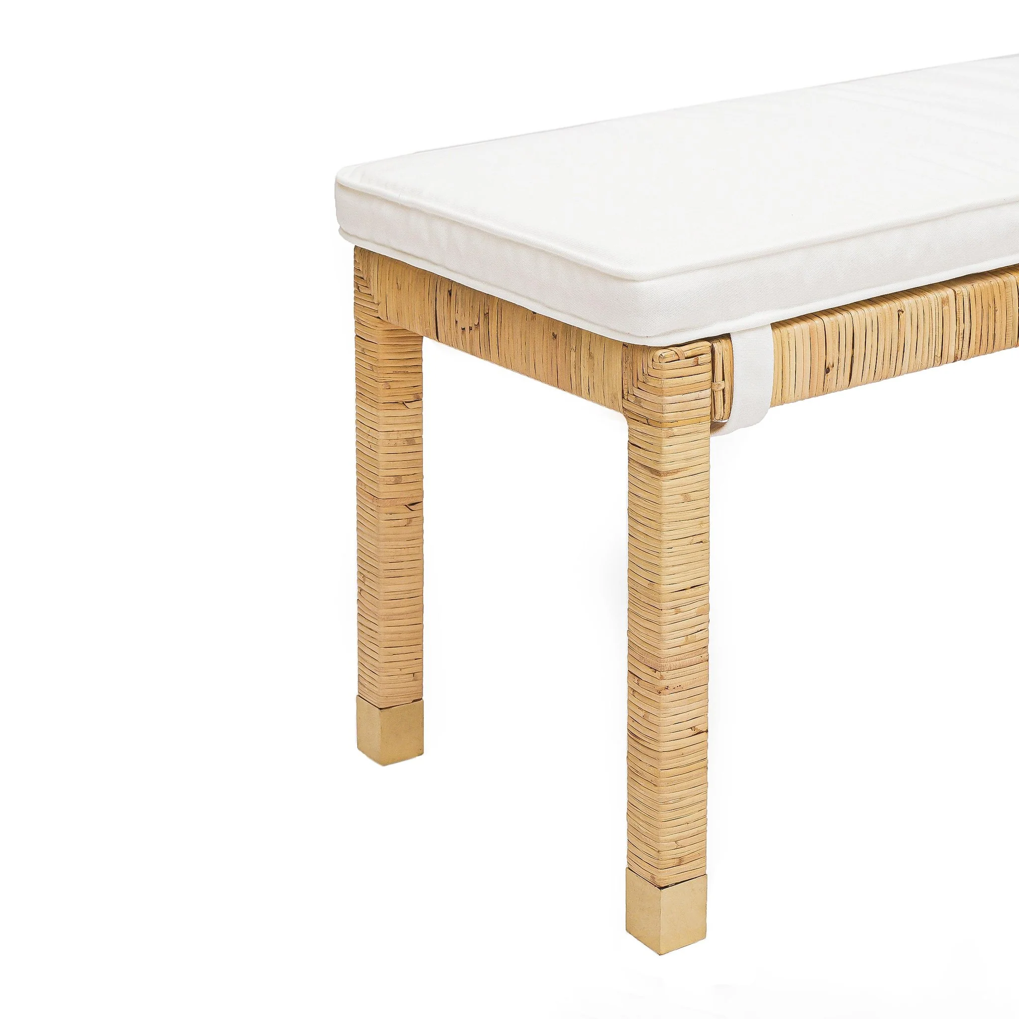 Amara Natural Woven Rattan Performance Fabric Bench - Image 4
