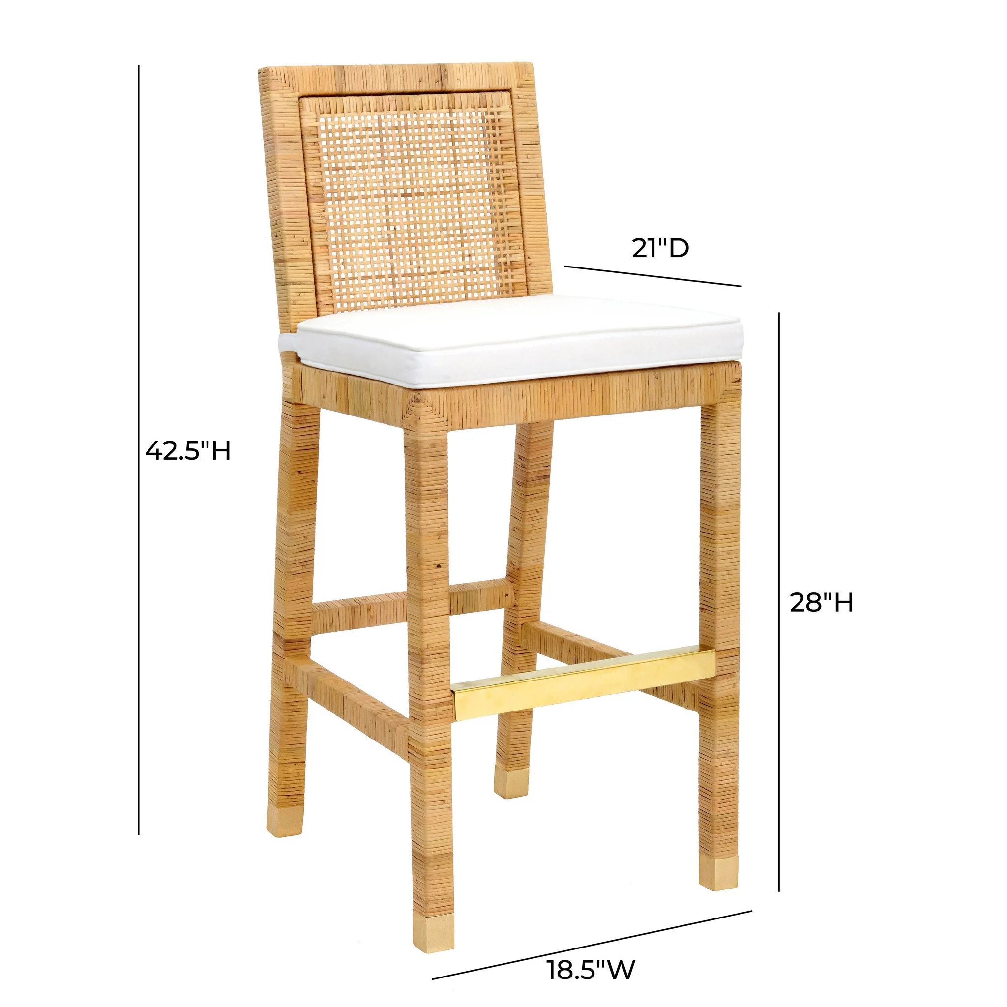 Amara Rattan Performance Fabric Bar Stool - Image 9