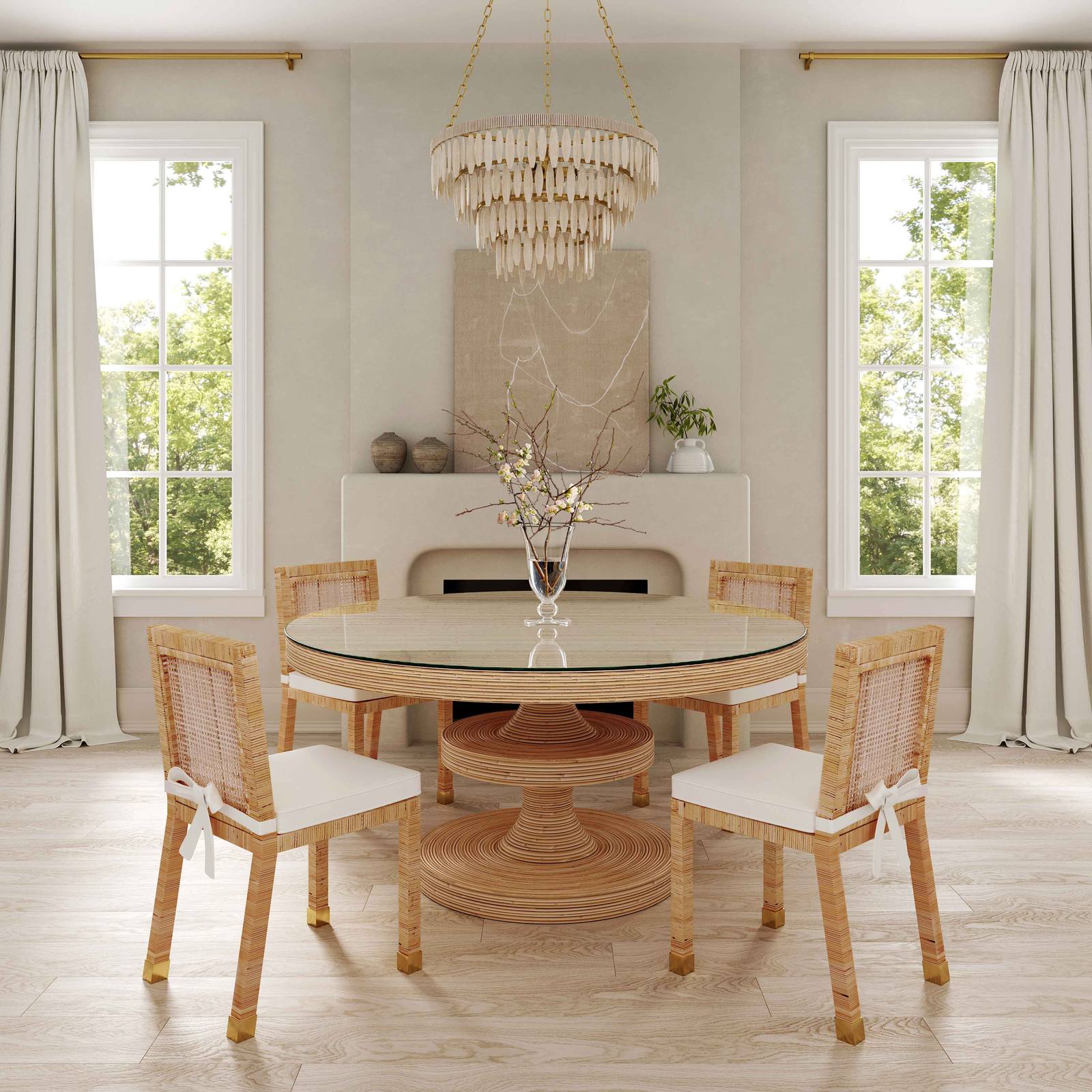 Amara Rattan Performance Fabric Dining Chair - Image 2