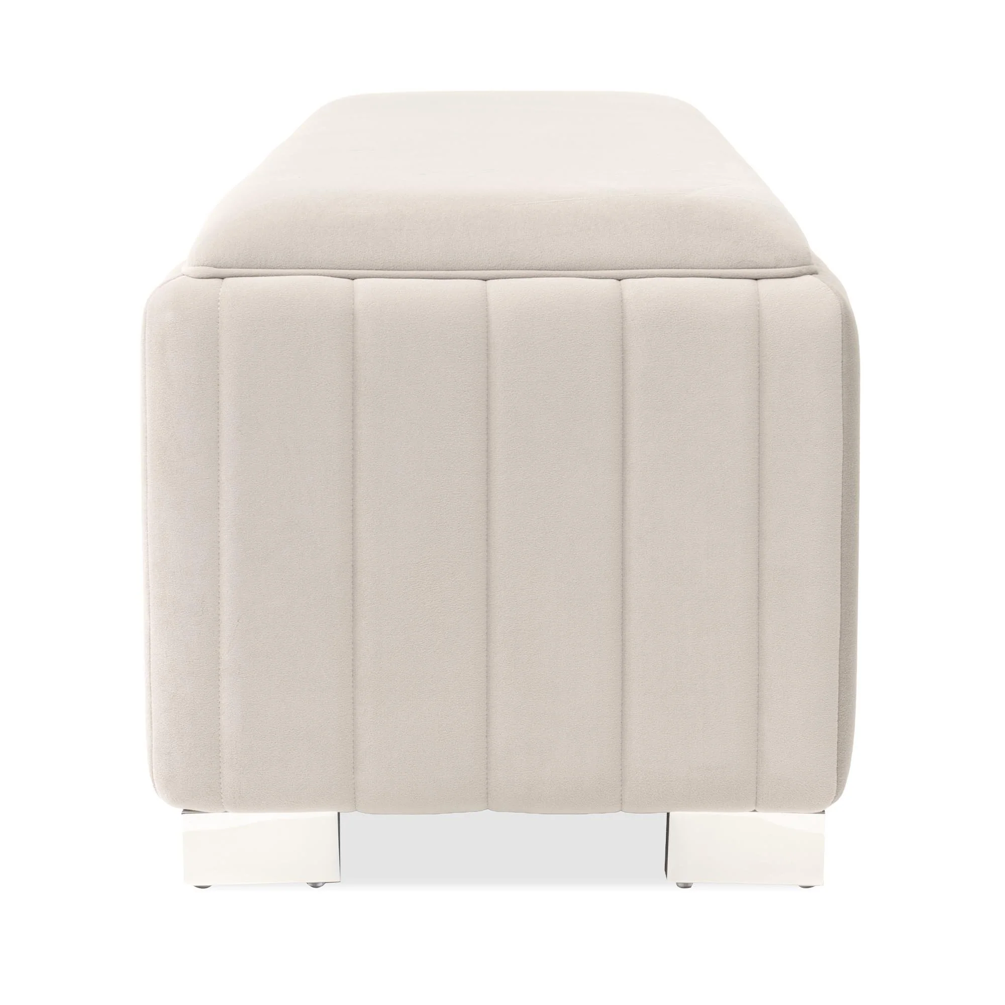 Amaryllis Velvet Accent Bench - Taupe/Chrome - Image 3