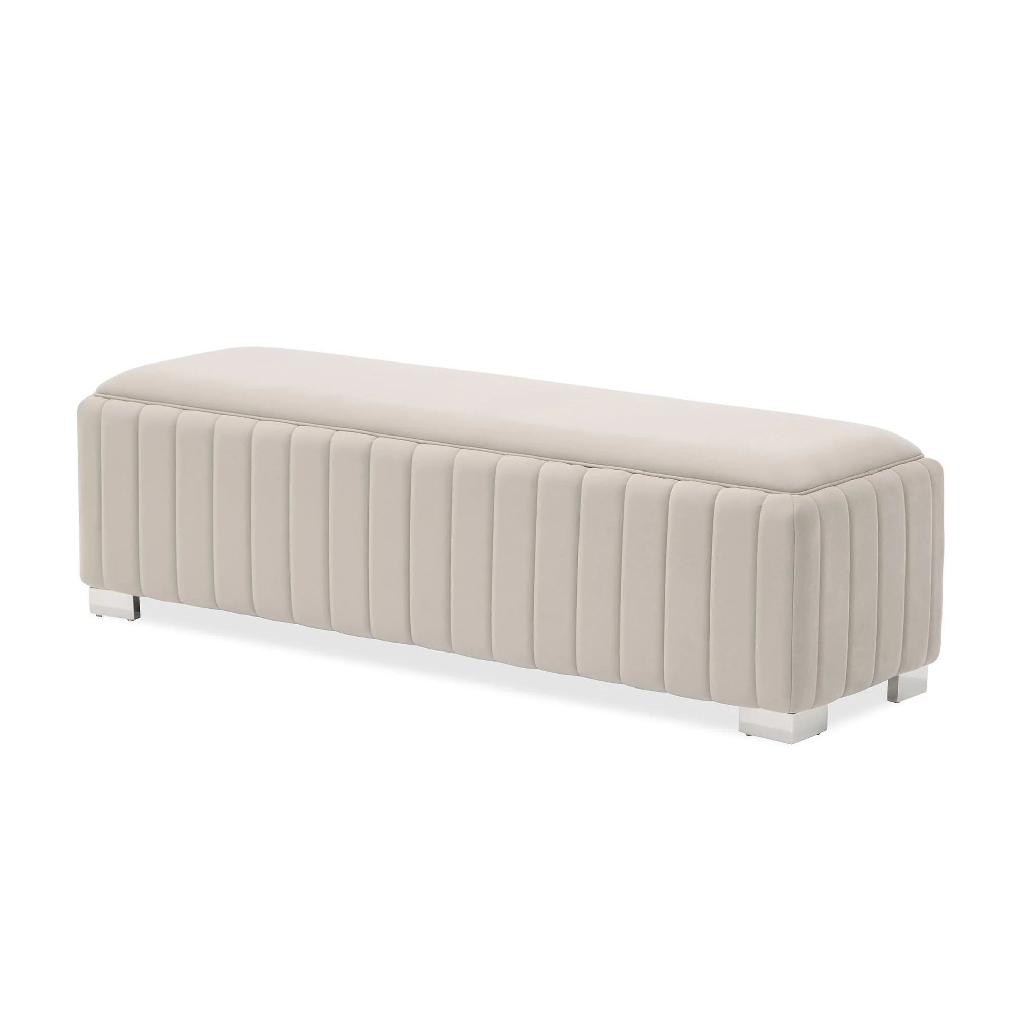 Amaryllis Velvet Accent Bench - Taupe/Chrome - Image 6