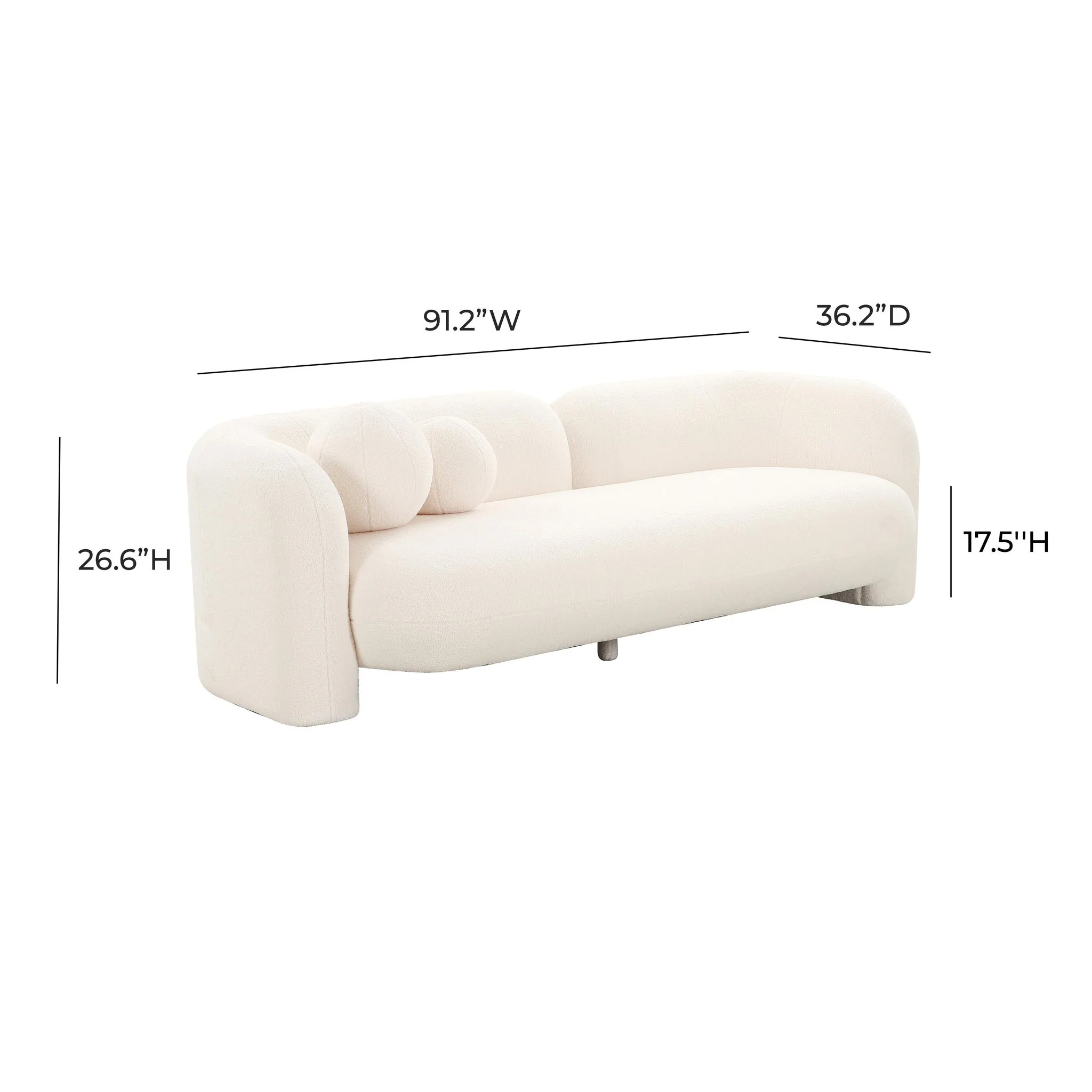 Amelie Cream Faux Fur Sofa - Image 6