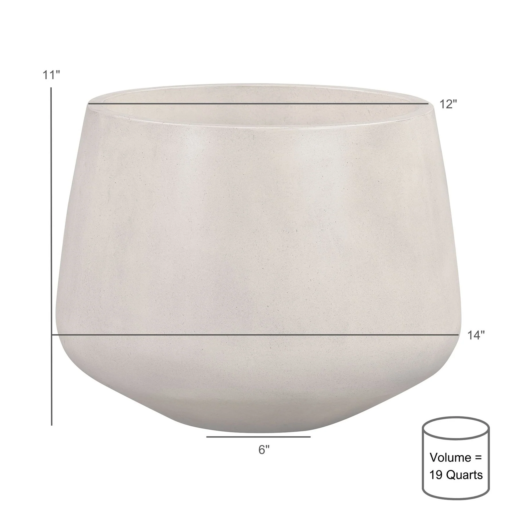 Amethyst Large Round Lightweight Concrete Indoor or Outdoor Planter in gray - Image 6