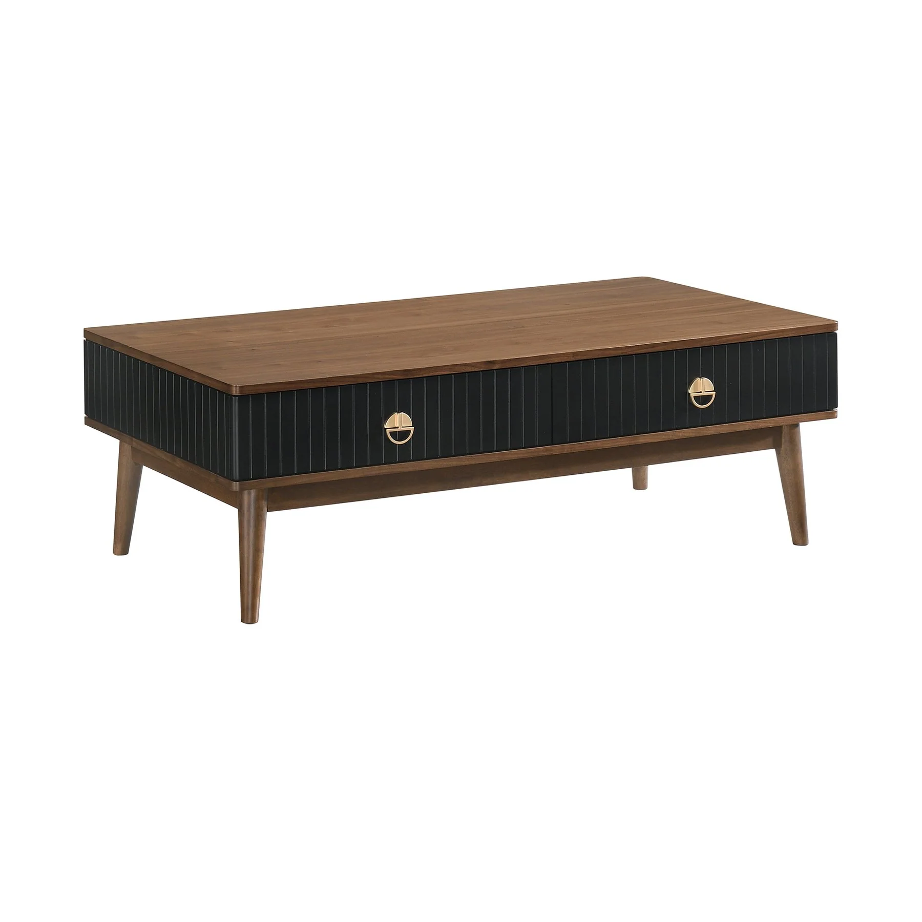 Amigo Black Veneer and Walnut Wood Coffee Table - Image 2