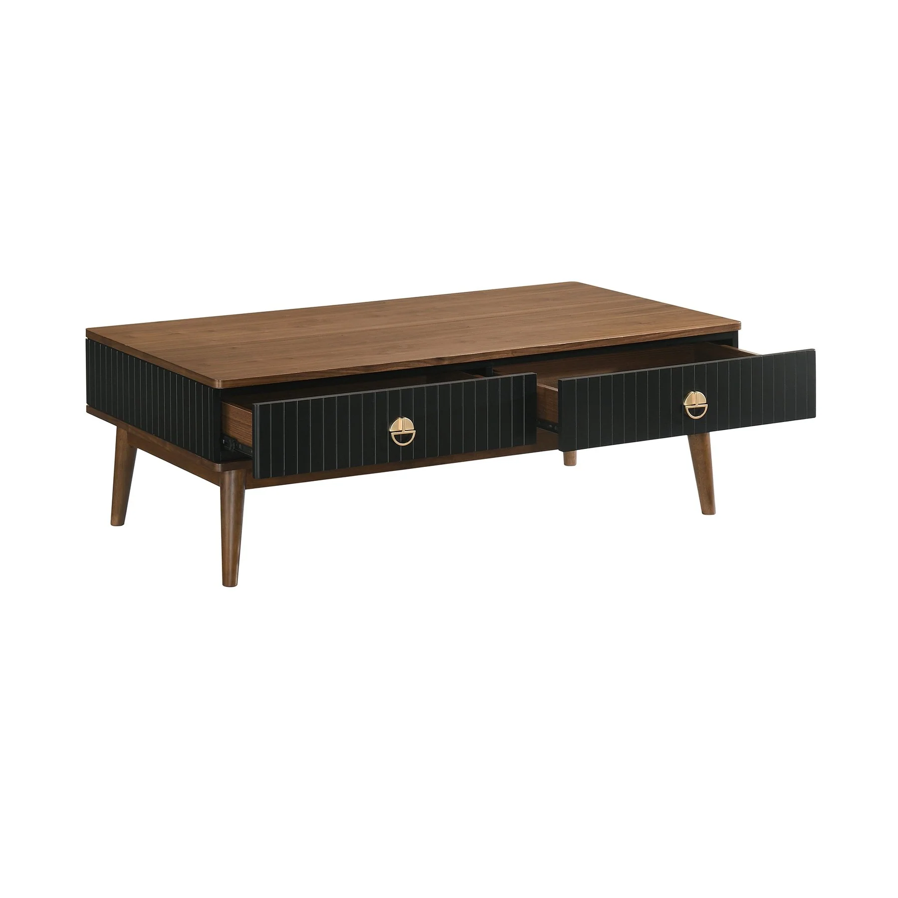 Amigo Black Veneer and Walnut Wood Coffee Table - Image 3