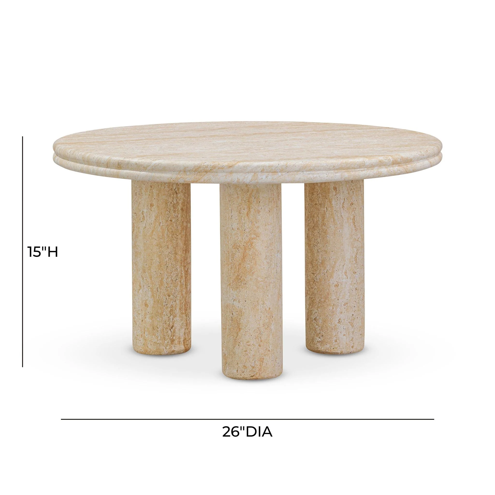 Amora Faux Travertine Indoor/Outdoor 26 inch Round Accent Table - Image 5
