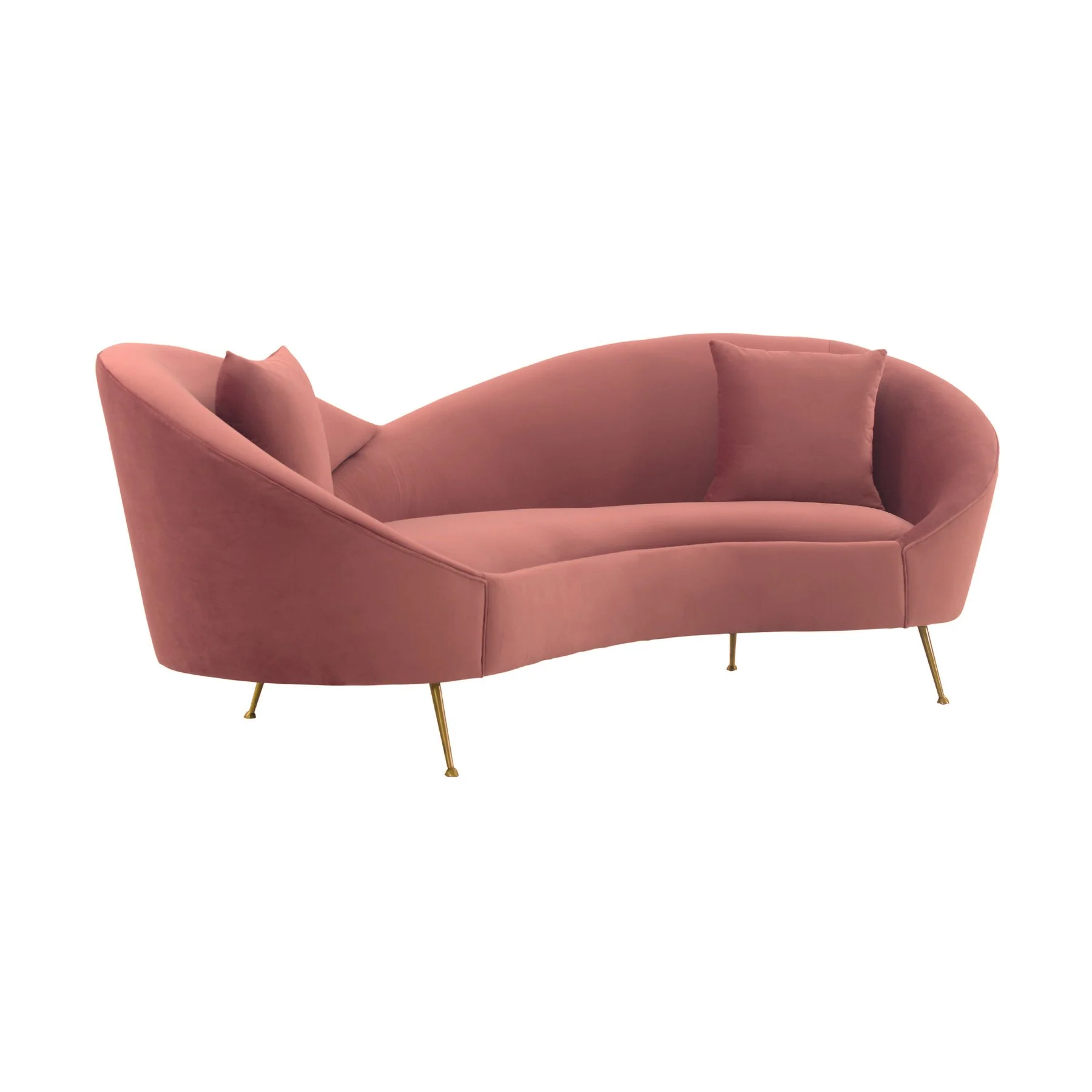 Anabella Blush Fabric Upholstered Sofa with Brushed Gold Legs - Image 2