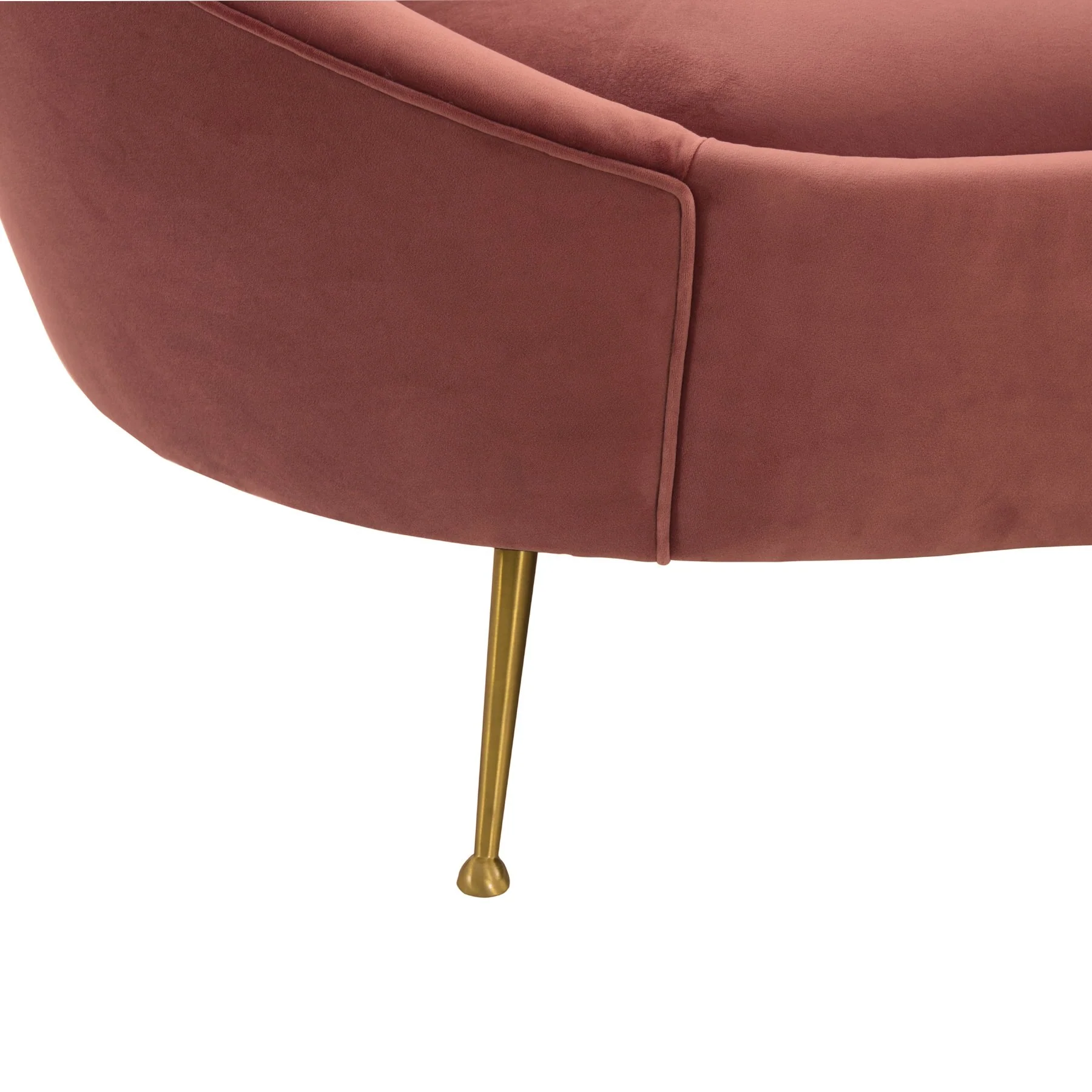 Anabella Blush Fabric Upholstered Sofa with Brushed Gold Legs - Image 5