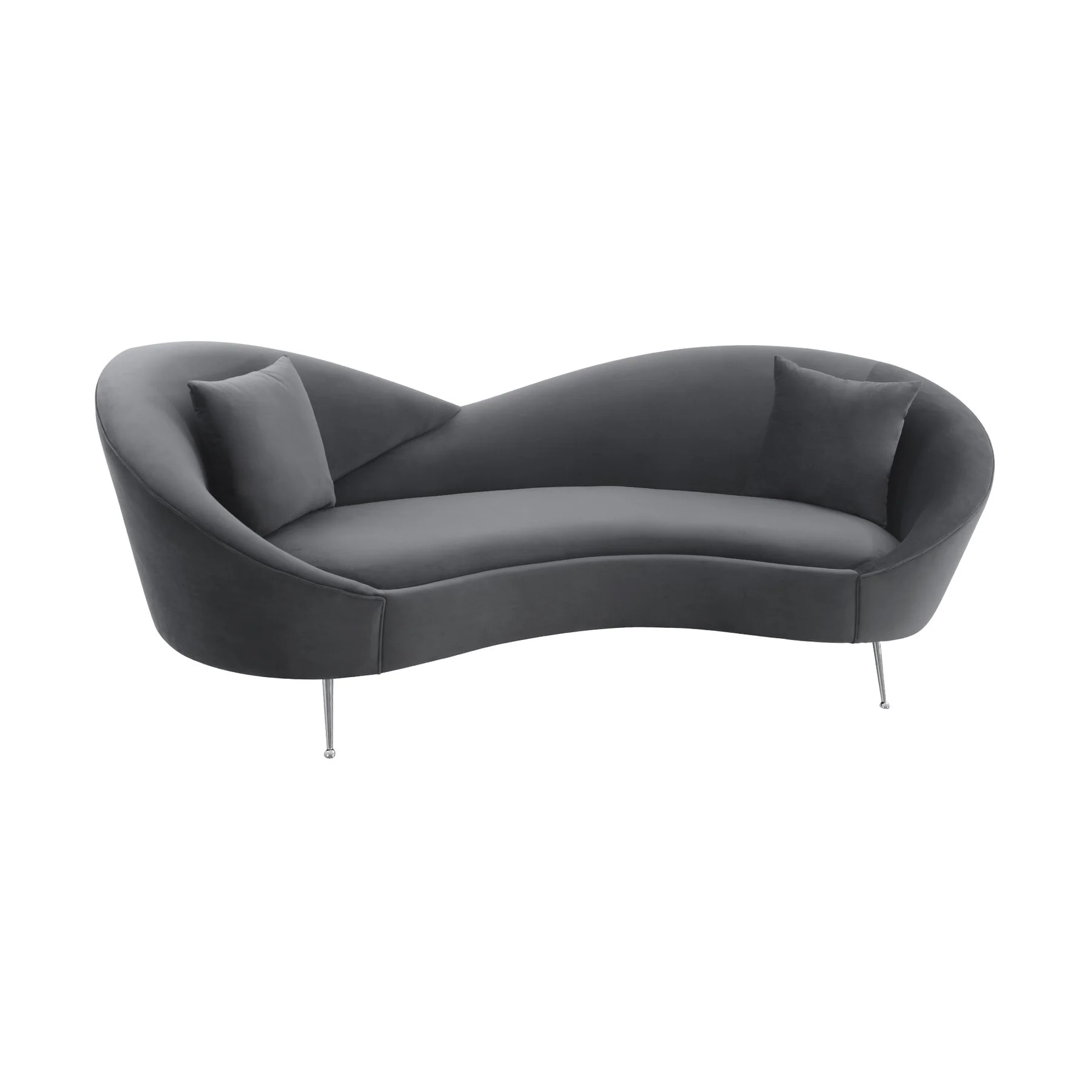 Anabella Gray Fabric Upholstered Sofa with Silver Legs - Image 2