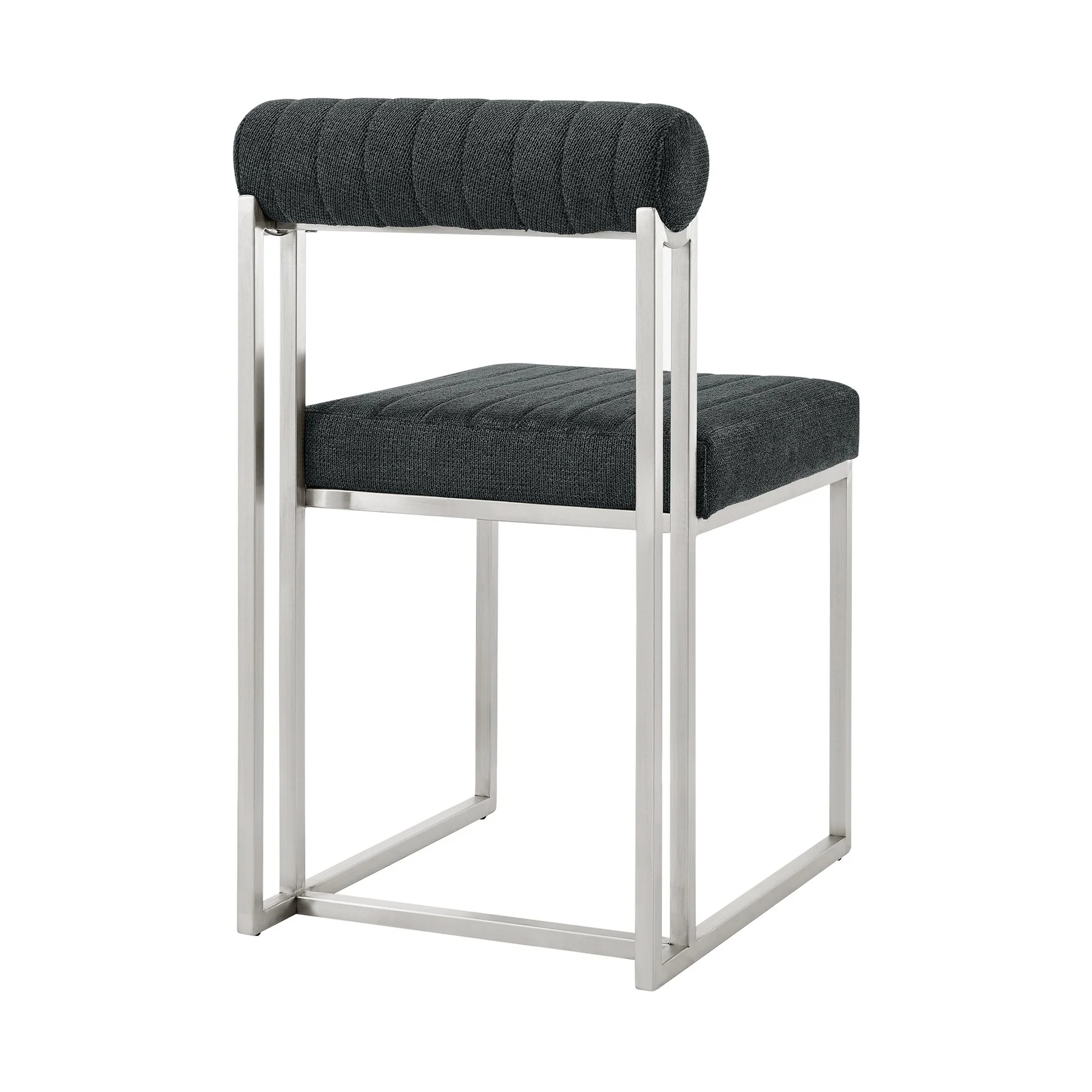 Anastasia Dining Chair with Brushed Stainless Steel and Charcoal Fabric - Set of 2 - Image 4