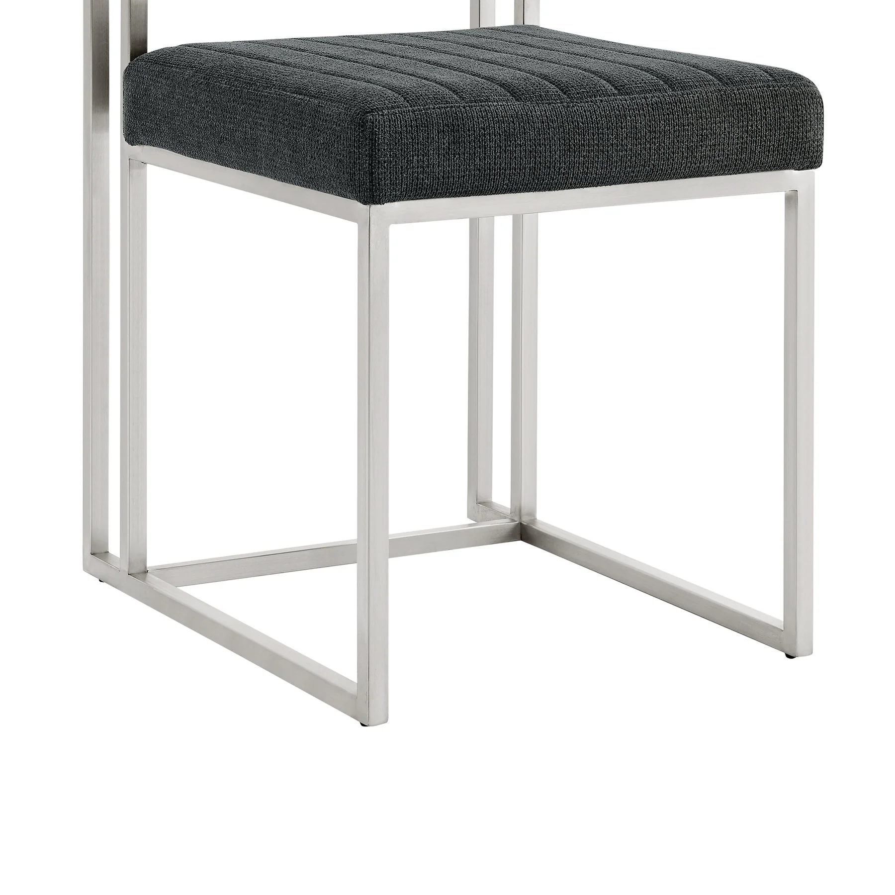 Anastasia Dining Chair with Brushed Stainless Steel and Charcoal Fabric - Set of 2 - Image 9