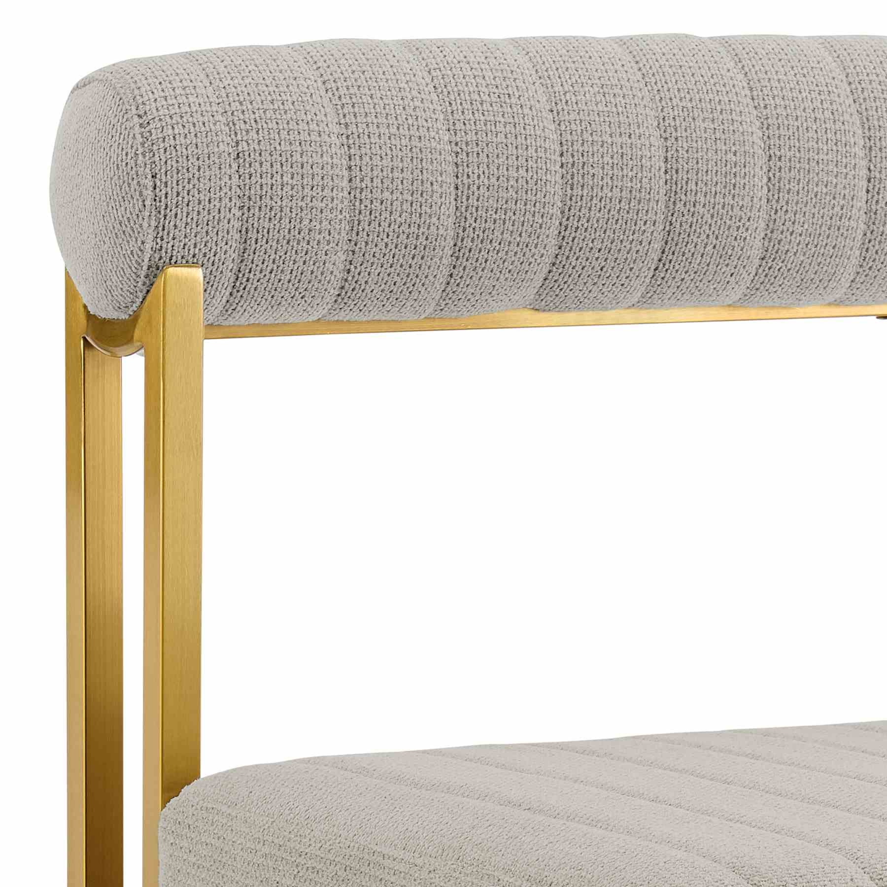 Anastasia Dining Chair with Gold Brushed Stainless Steel and Taupe Fabric - Set of 2 - Image 7