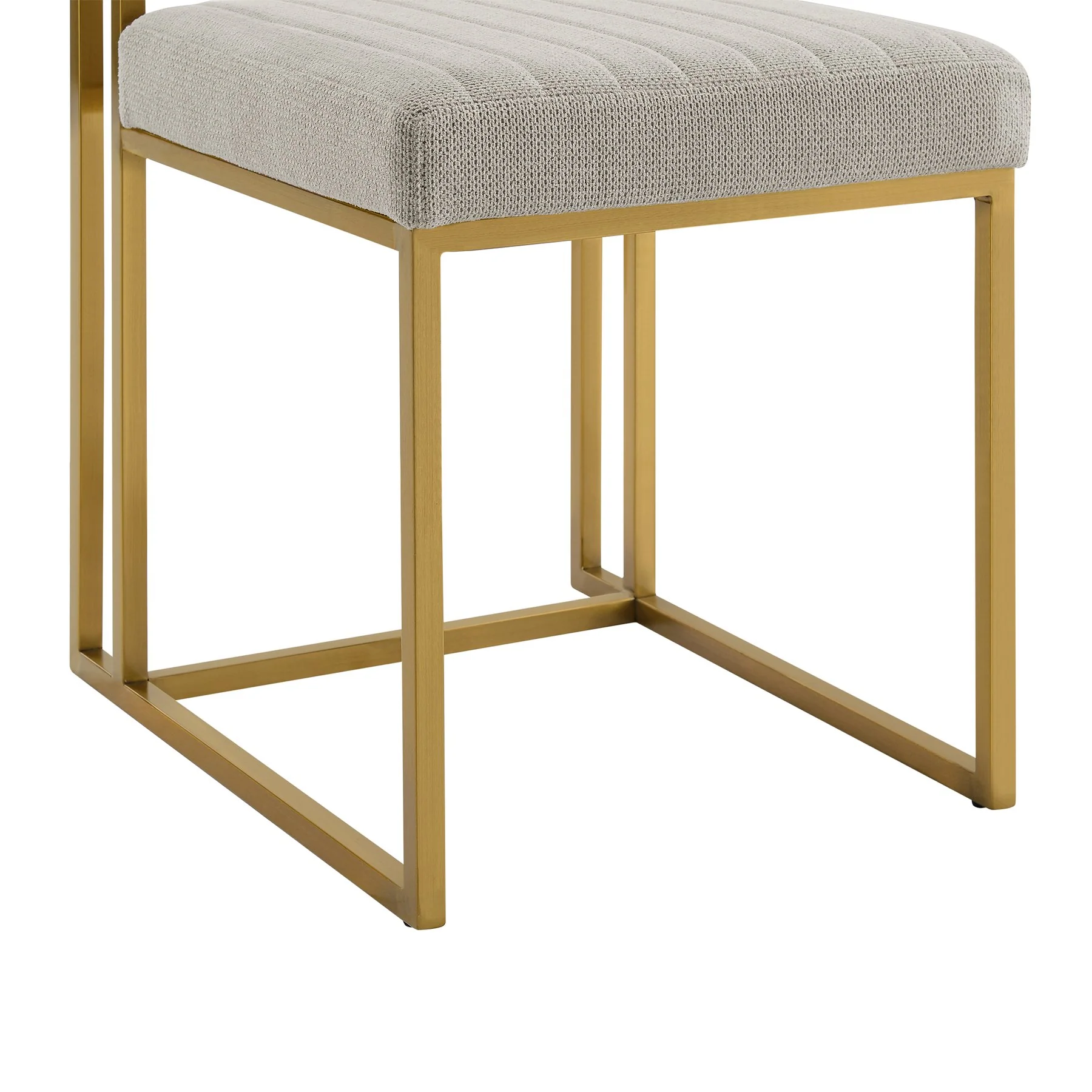 Anastasia Dining Chair with Gold Brushed Stainless Steel and Taupe Fabric - Set of 2 - Image 9