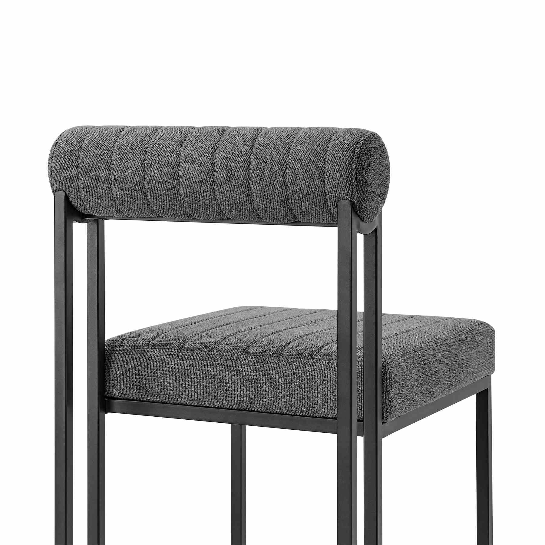 Anastasia Dining Chair with Matte Black Iron and Anchor Gray Fabric - Set of 2 - Image 6
