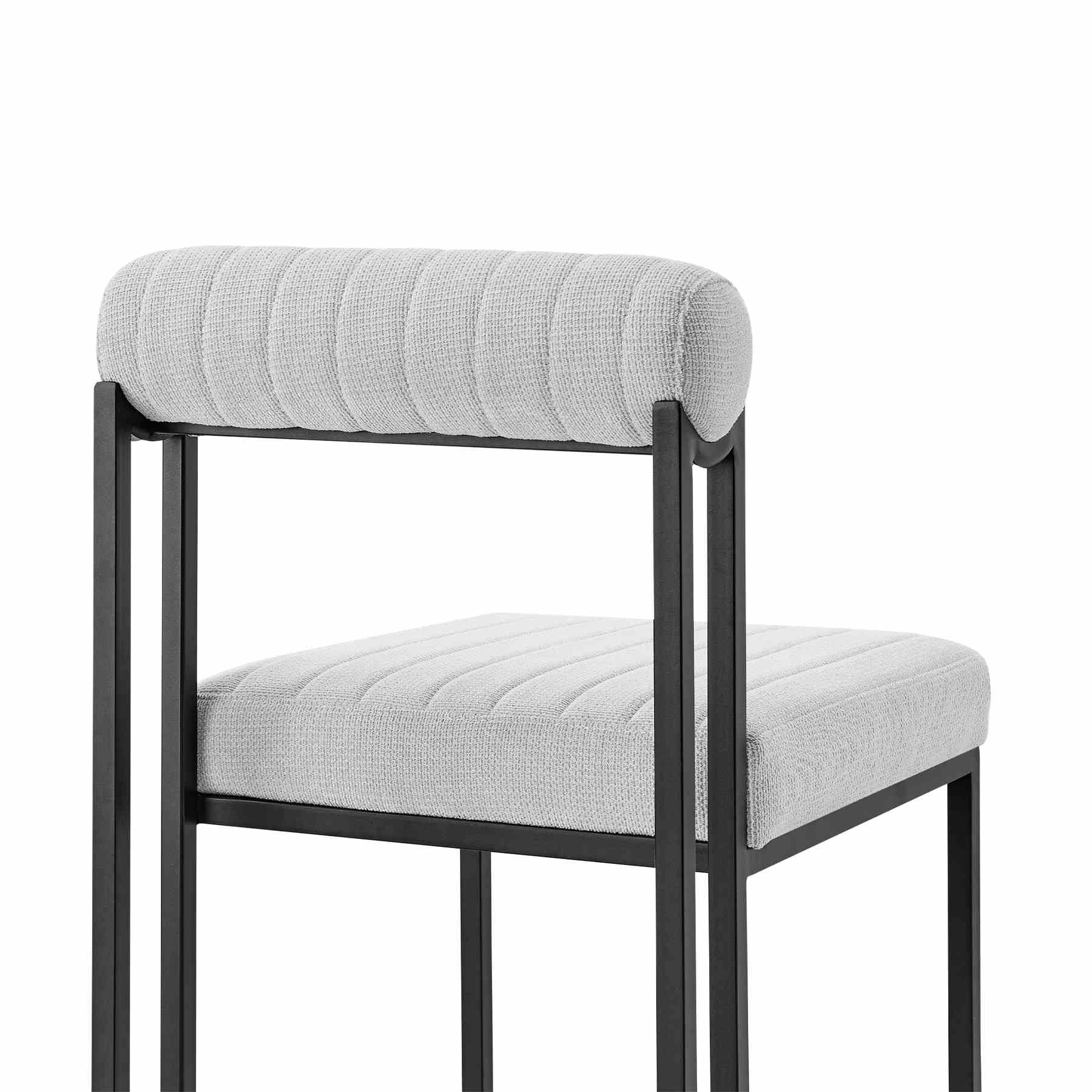 Anastasia Dining Chair with Matte Black Iron and Light Gray Fabric - Set of 2 - Image 6