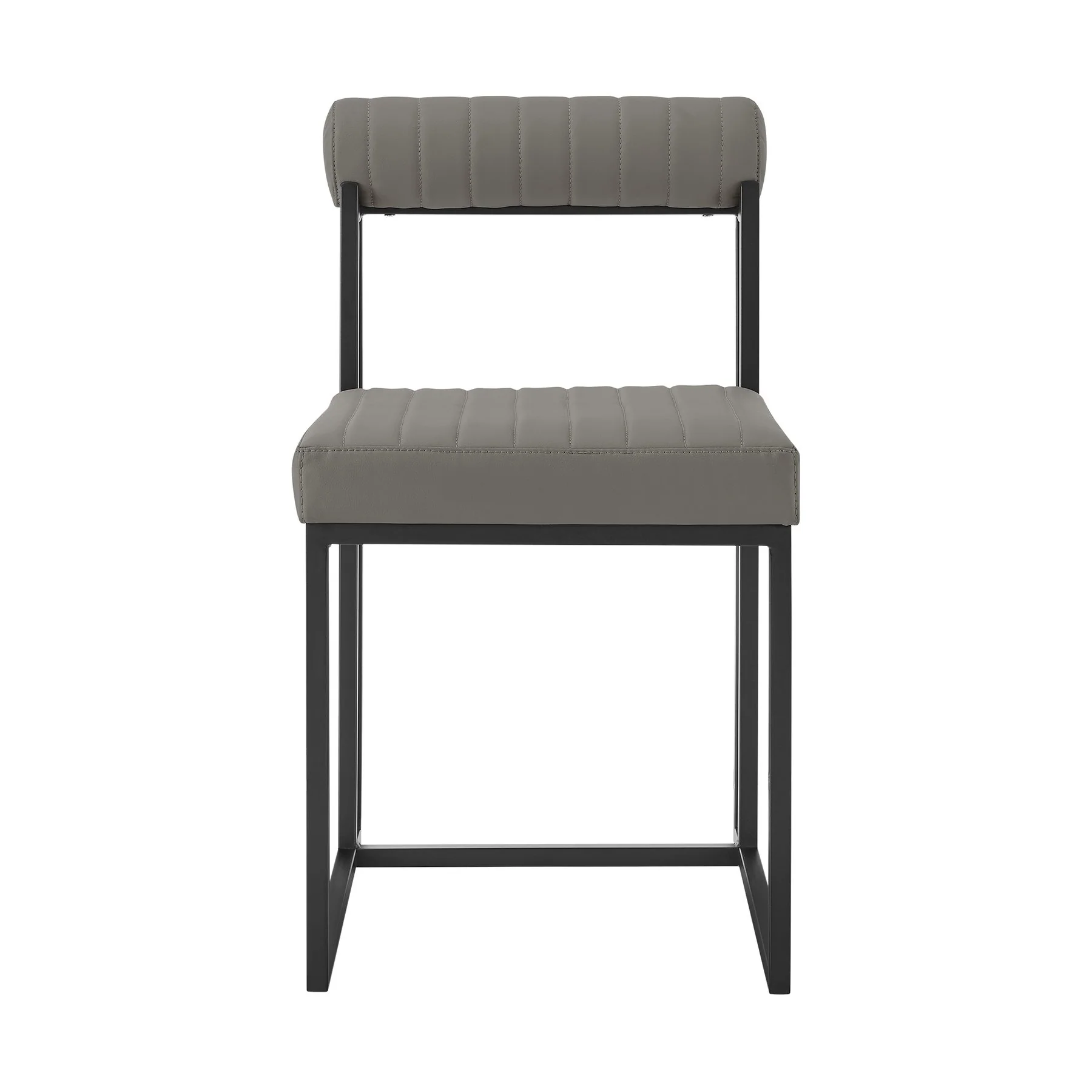 Anastasia Dining Chair with Matte Black Iron and Light Gray Faux Leather - Set of 2 - Image 3