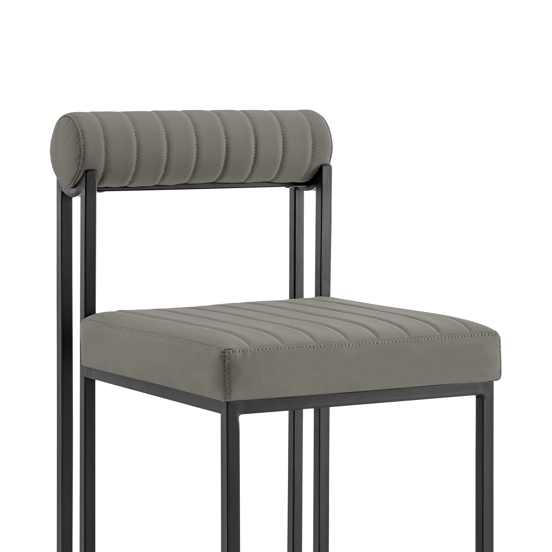 Anastasia Dining Chair with Matte Black Iron and Light Gray Faux Leather - Set of 2 - Image 5