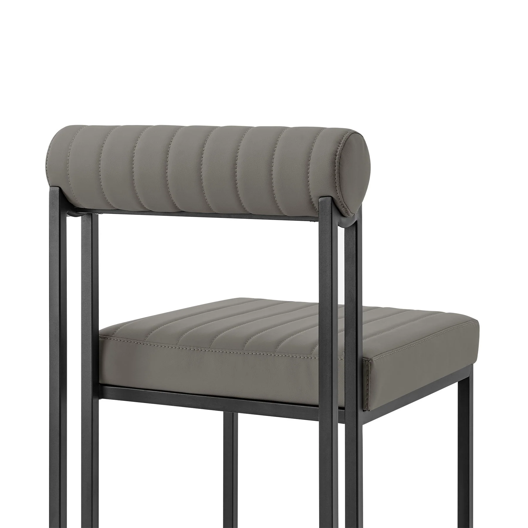 Anastasia Dining Chair with Matte Black Iron and Light Gray Faux Leather - Set of 2 - Image 6